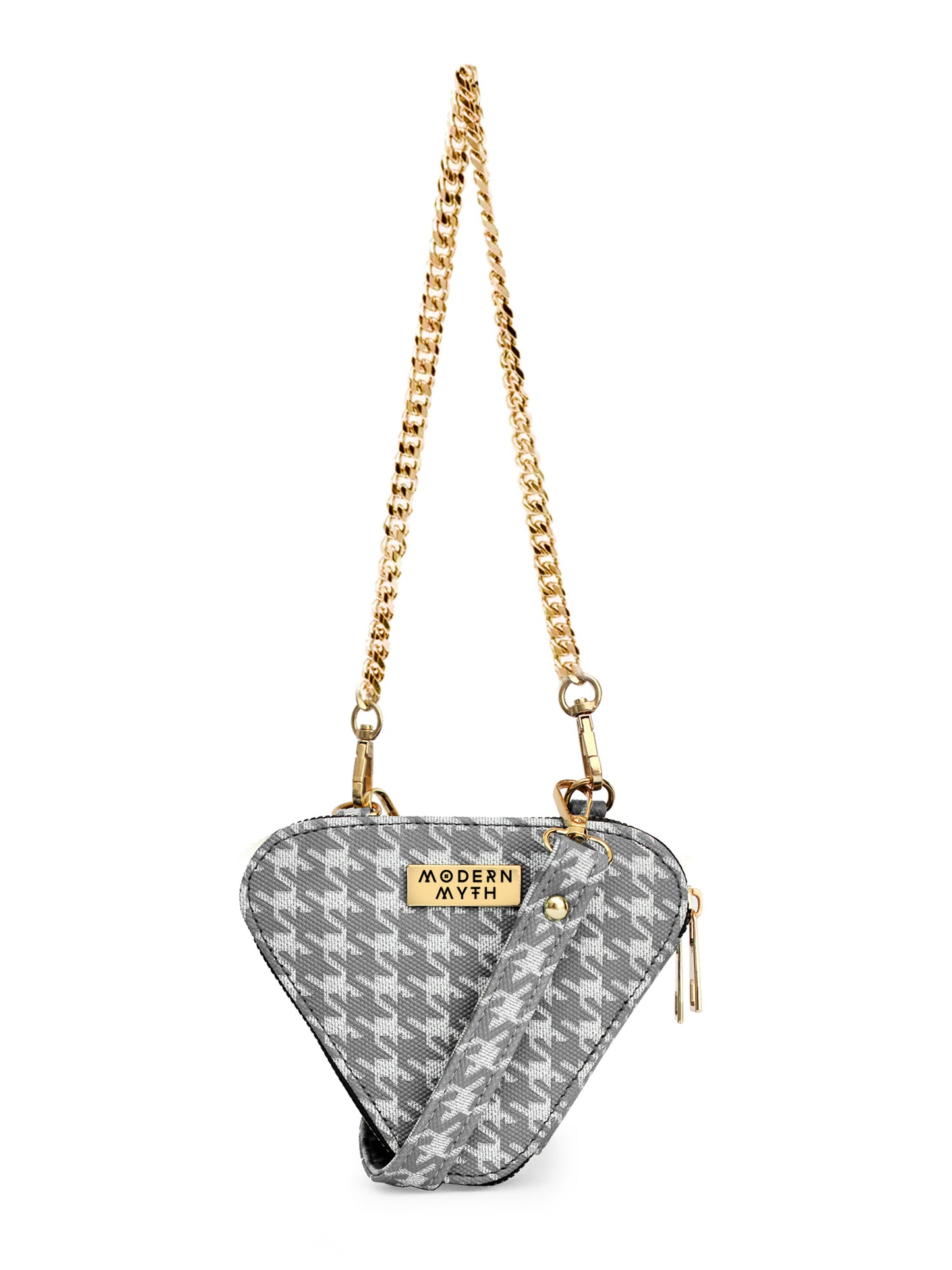 Trio Grey Houndstooth Mini Triangle Bag | Modern Myth