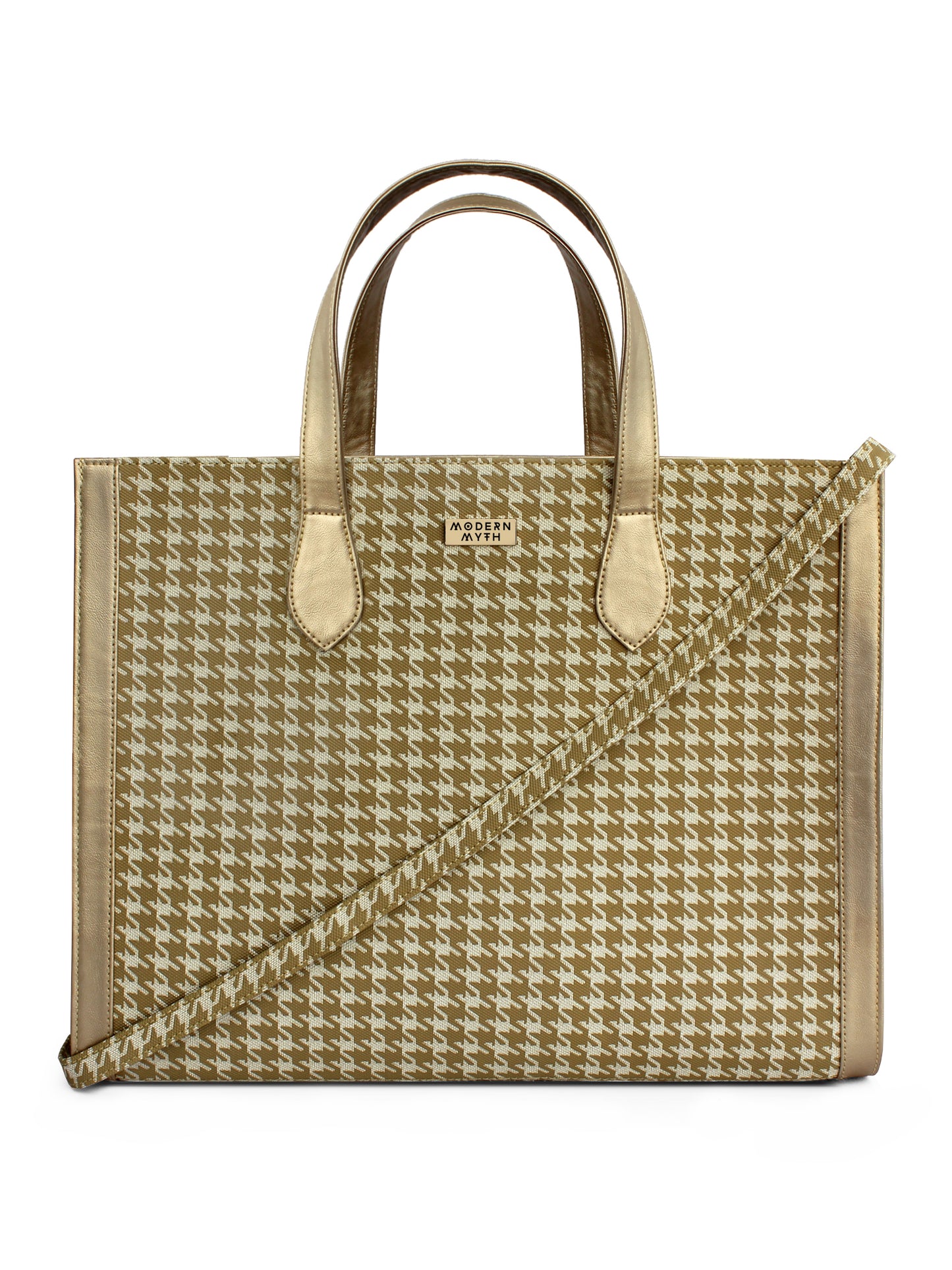 Yellow & White Houndstooth Cosmic Tote | Modern Myth