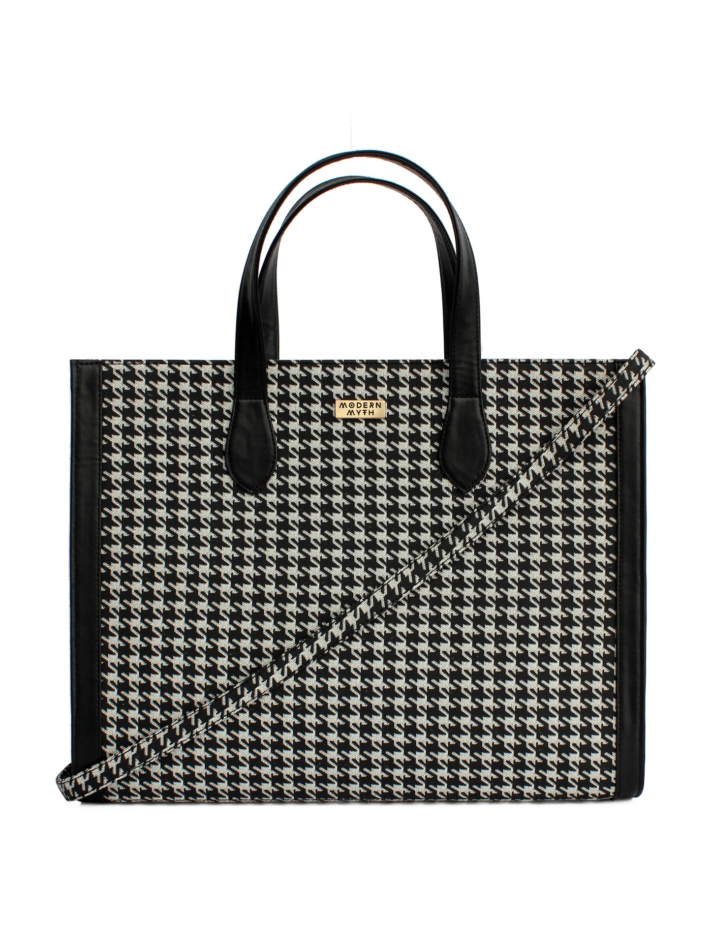 Black & White Houndstooth Cosmic Tote | Modern Myth