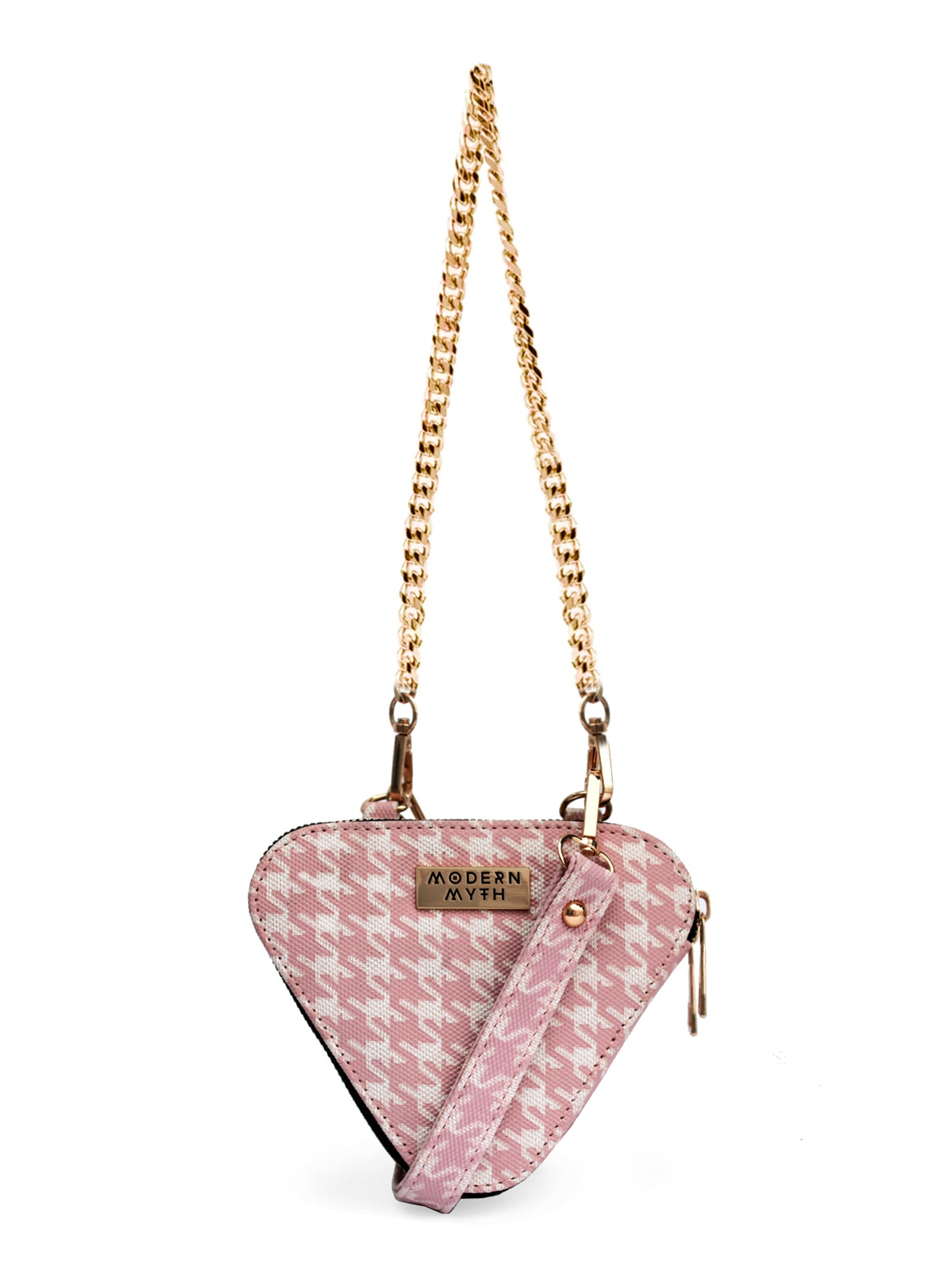 Trio Pink Houndstooth Mini Triangle Bag | Modern Myth