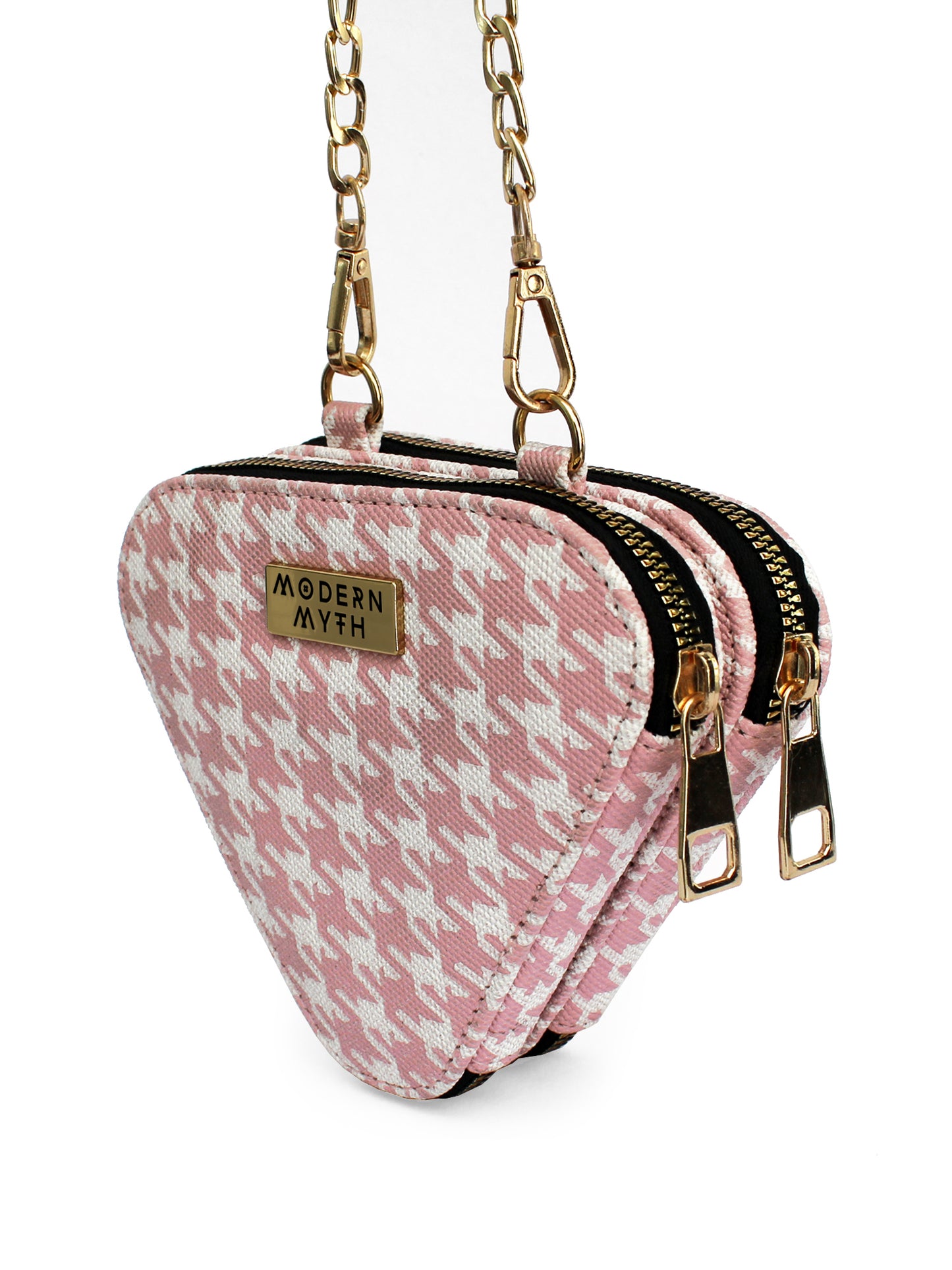 Trio Pink Houndstooth Mini Triangle Bag | Modern Myth