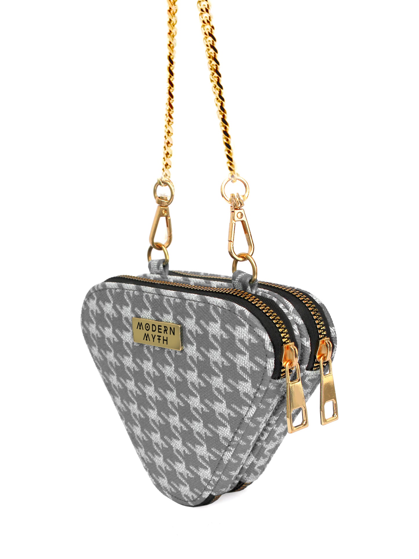 Trio Grey Houndstooth Mini Triangle Bag | Modern Myth