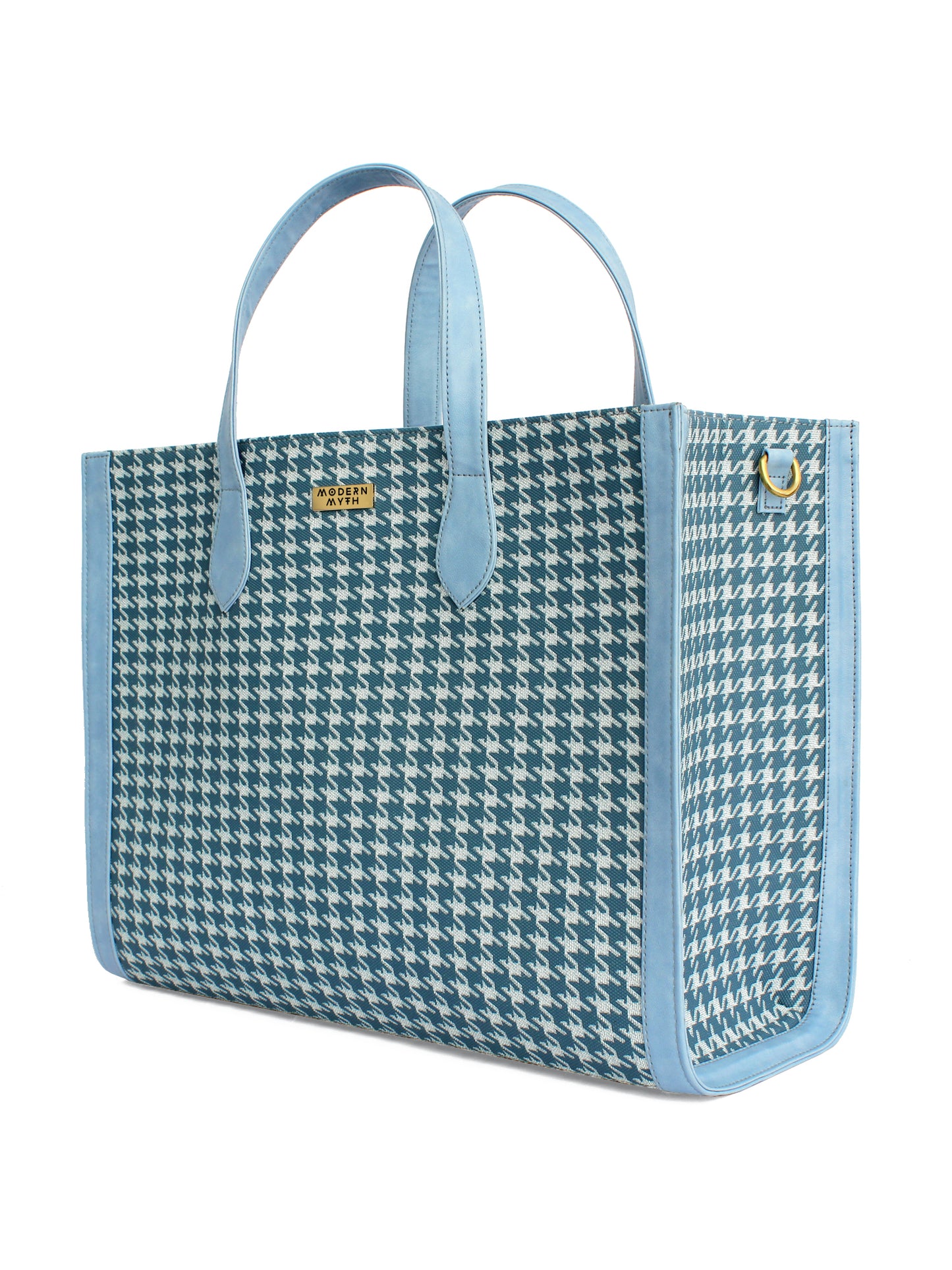 Blue & White Houndstooth Cosmic Tote | Modern Myth