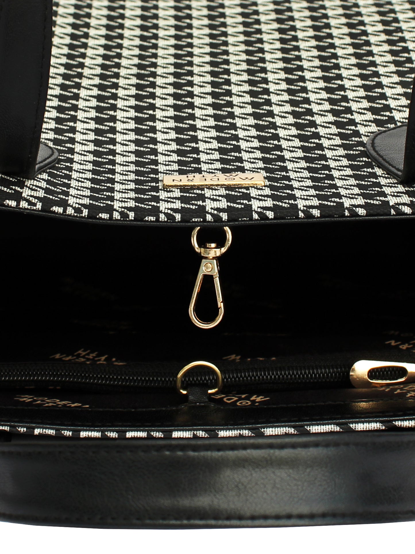 Black & White Houndstooth Cosmic Tote | Modern Myth