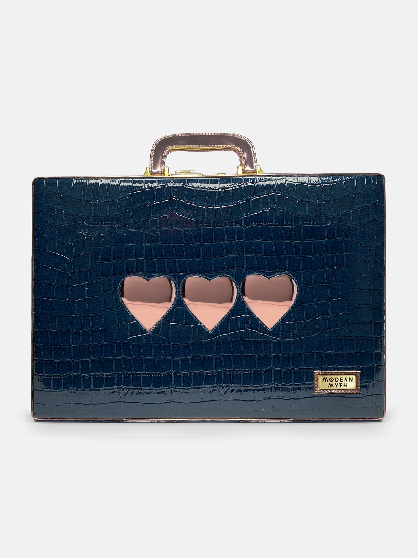 Love You Lasercut Blue & Rosegold Trunk cum Luggage Bag | Modern Myth