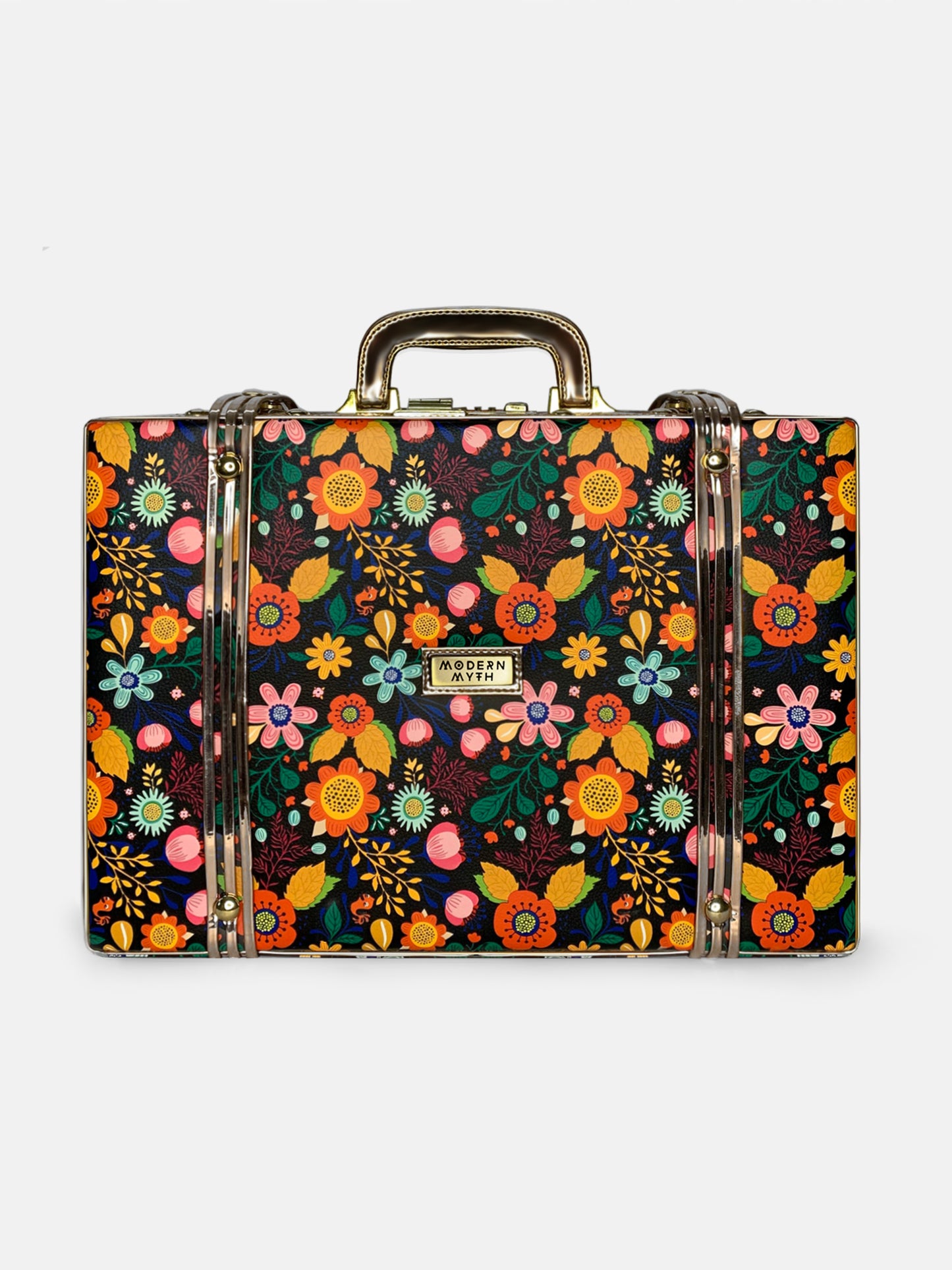 Boho Printed & Rosegold Trunk cum Luggage Bag | Modern Myth