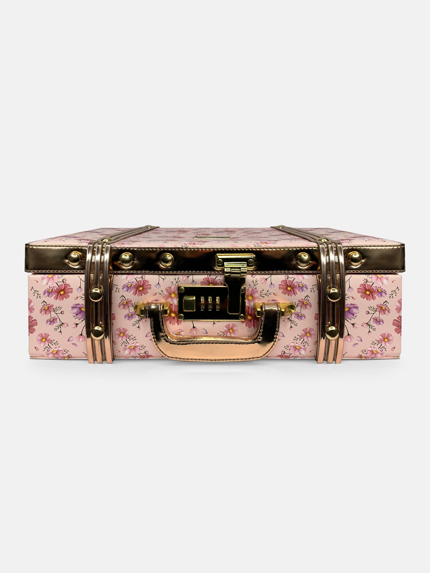 Floral Printed & Rosegold Trunk cum Luggage Bag | Modern Myth