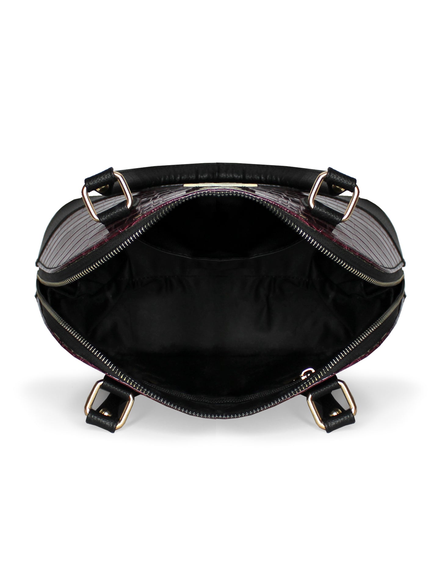 Senora Plum & Black Faux Leather Women Handbag | Modern Myth