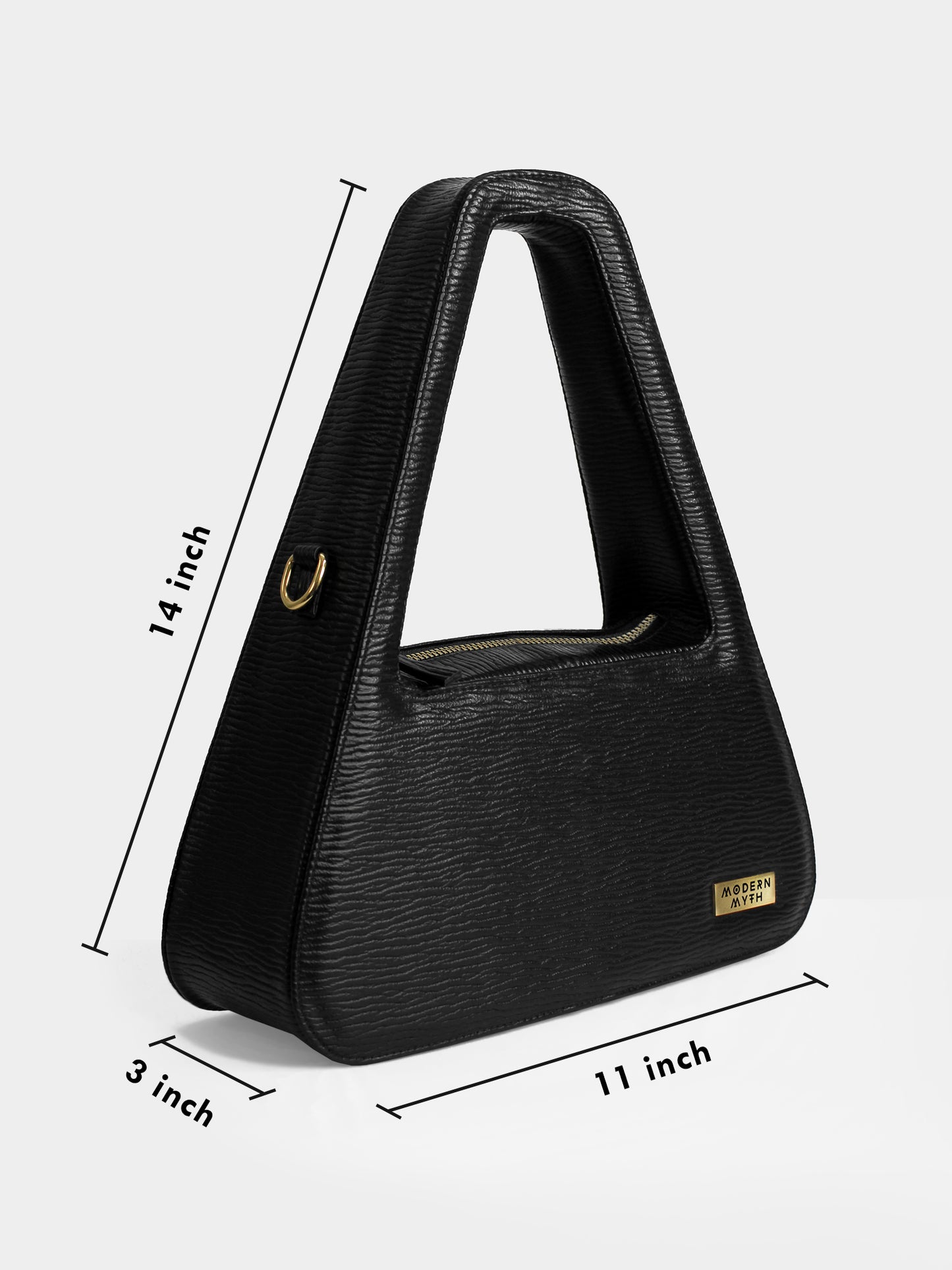 SLICE Black Ribbed Triangle Shaped Handbag | Modern Myth