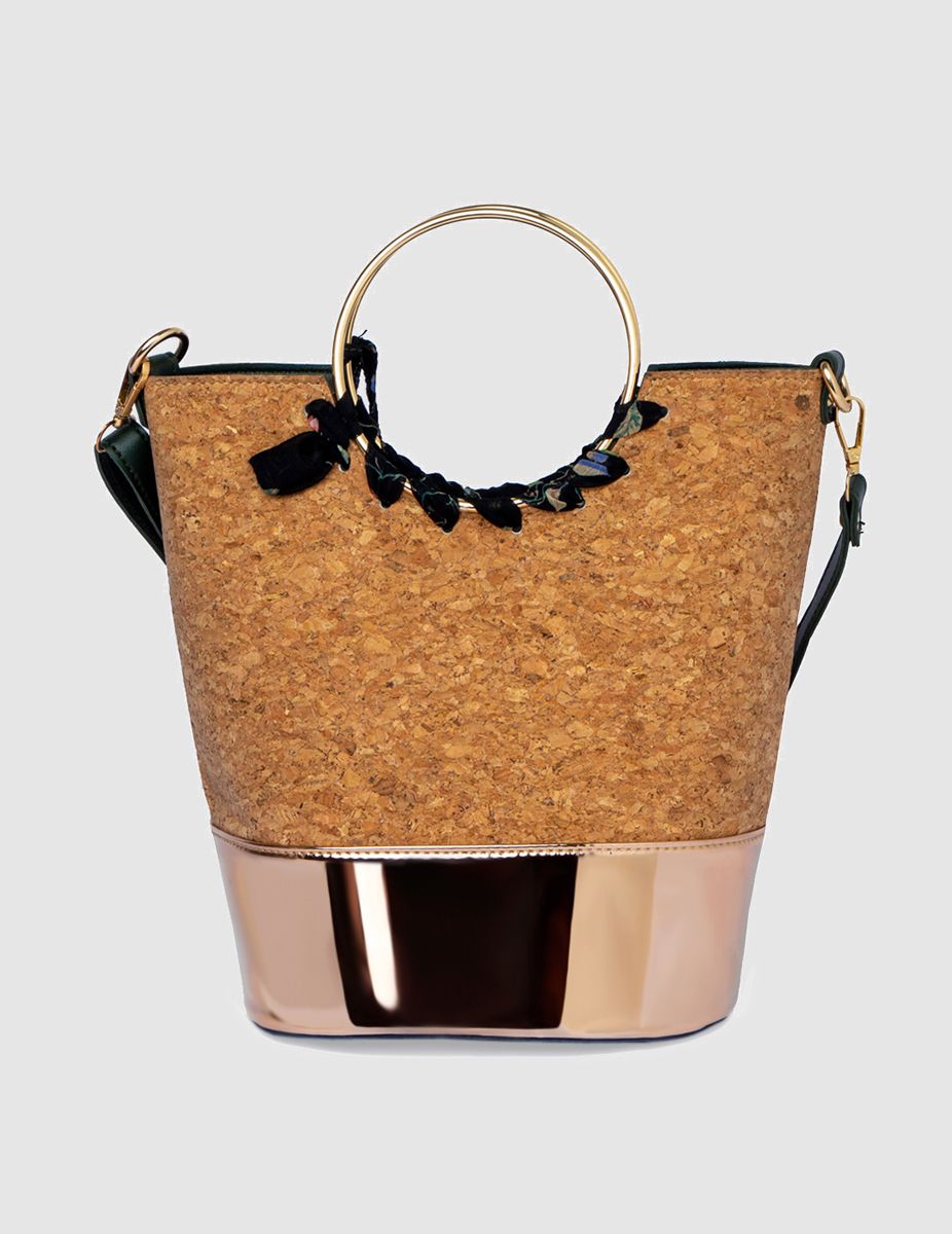 Cork Tropical Bucket Bag(Rosegold) | Modern Myth