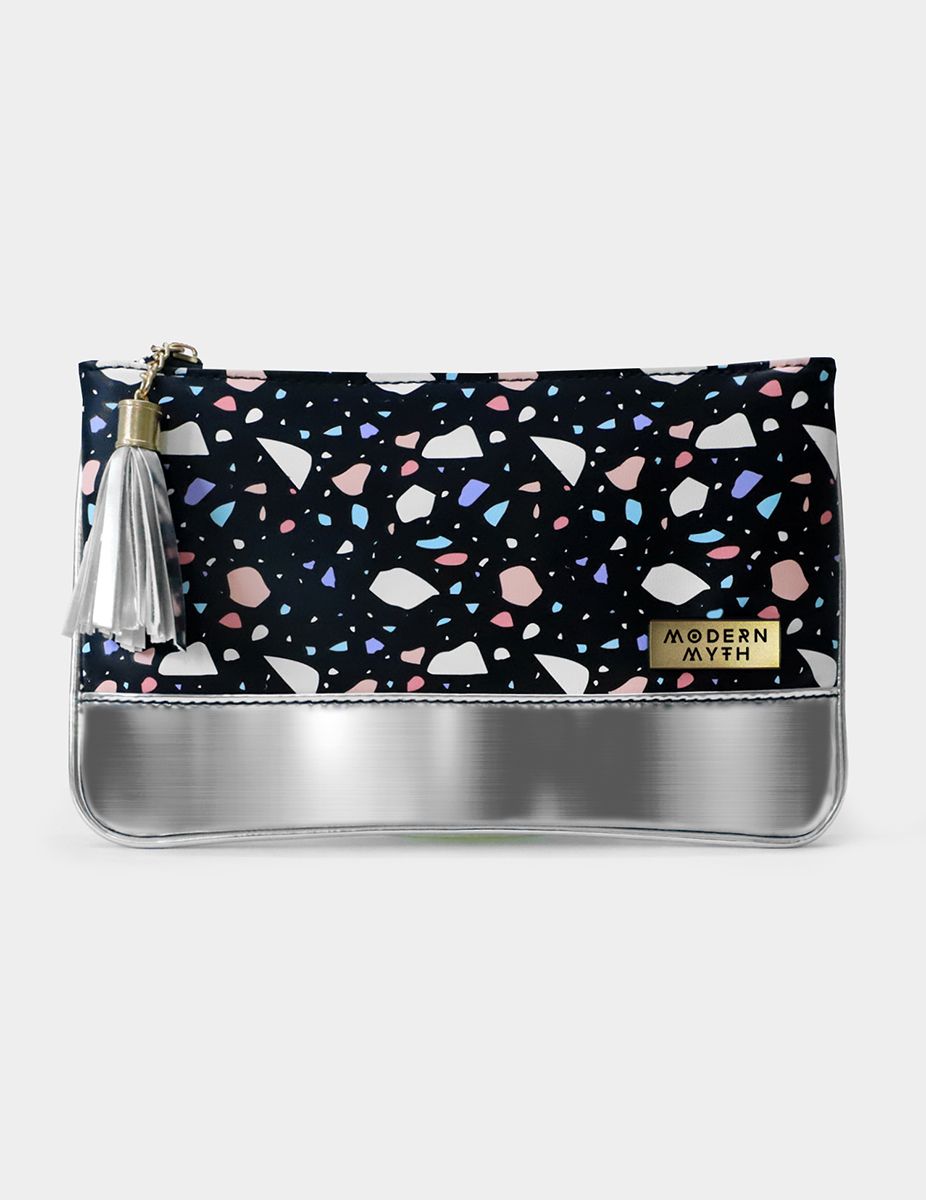 Black Cookie Printed Silver Carry-All Pouch | Modern Myth