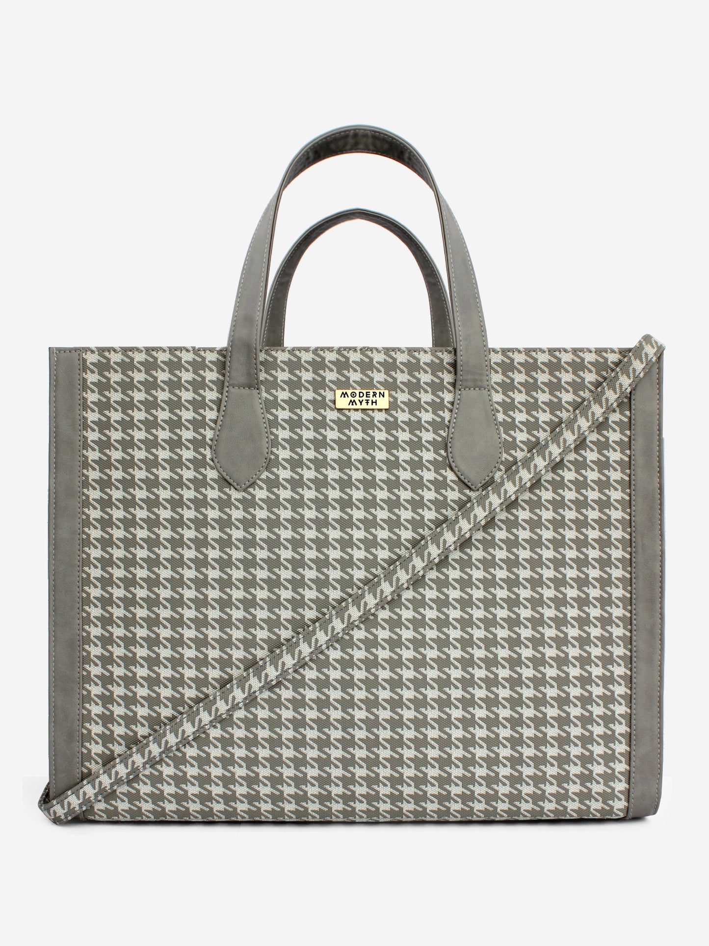 Grey & White Houndstooth Cosmic Tote | Modern Myth
