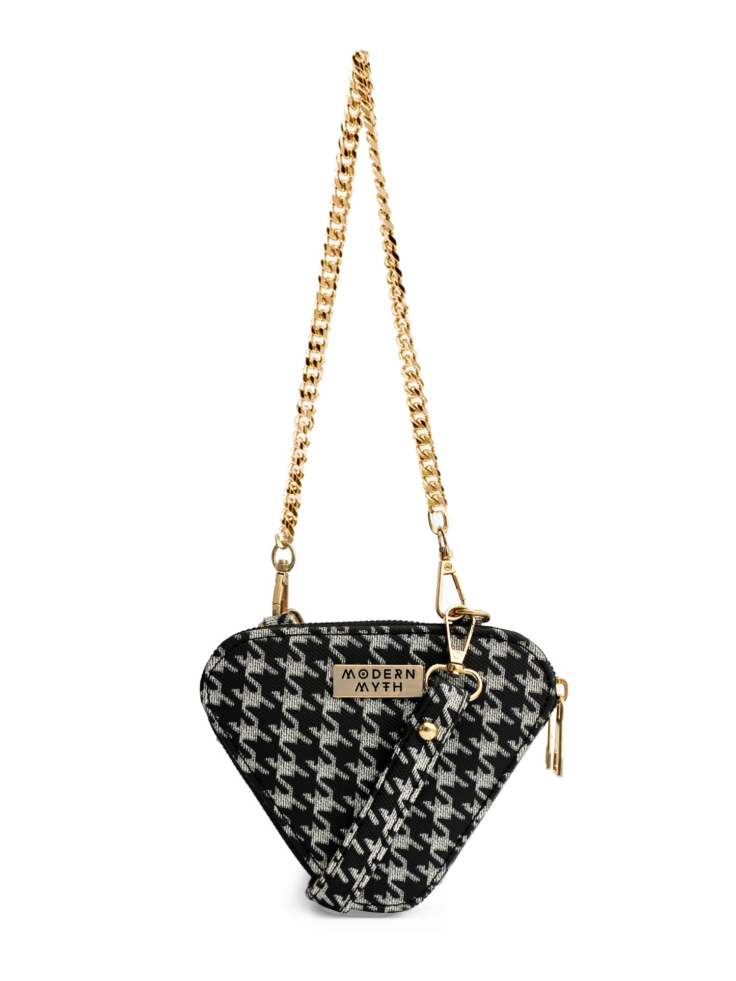 Trio Black Houndstooth Mini Triangle Bag | Modern Myth
