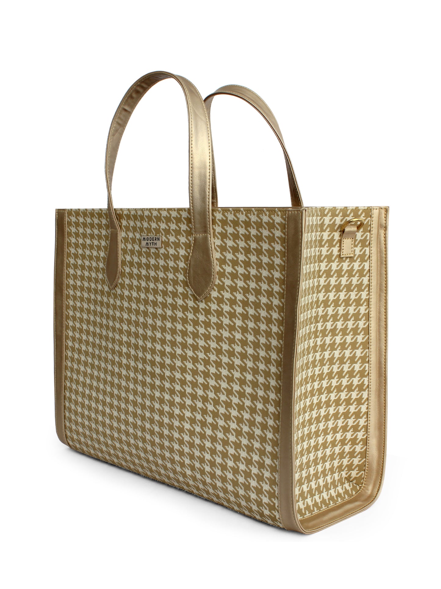 Yellow & White Houndstooth Cosmic Tote | Modern Myth