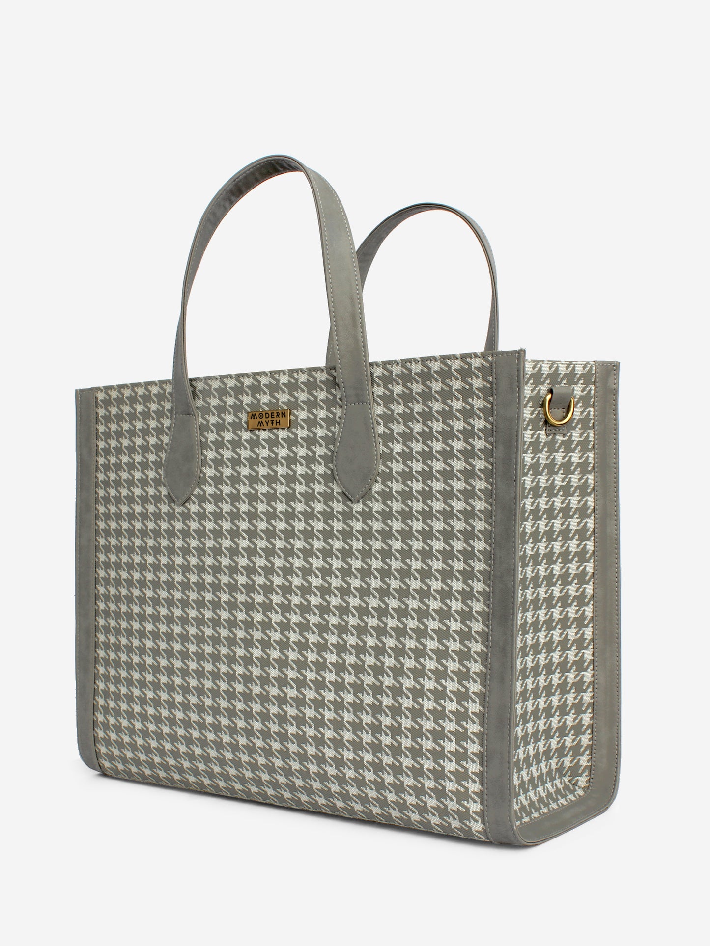 Grey & White Houndstooth Cosmic Tote | Modern Myth