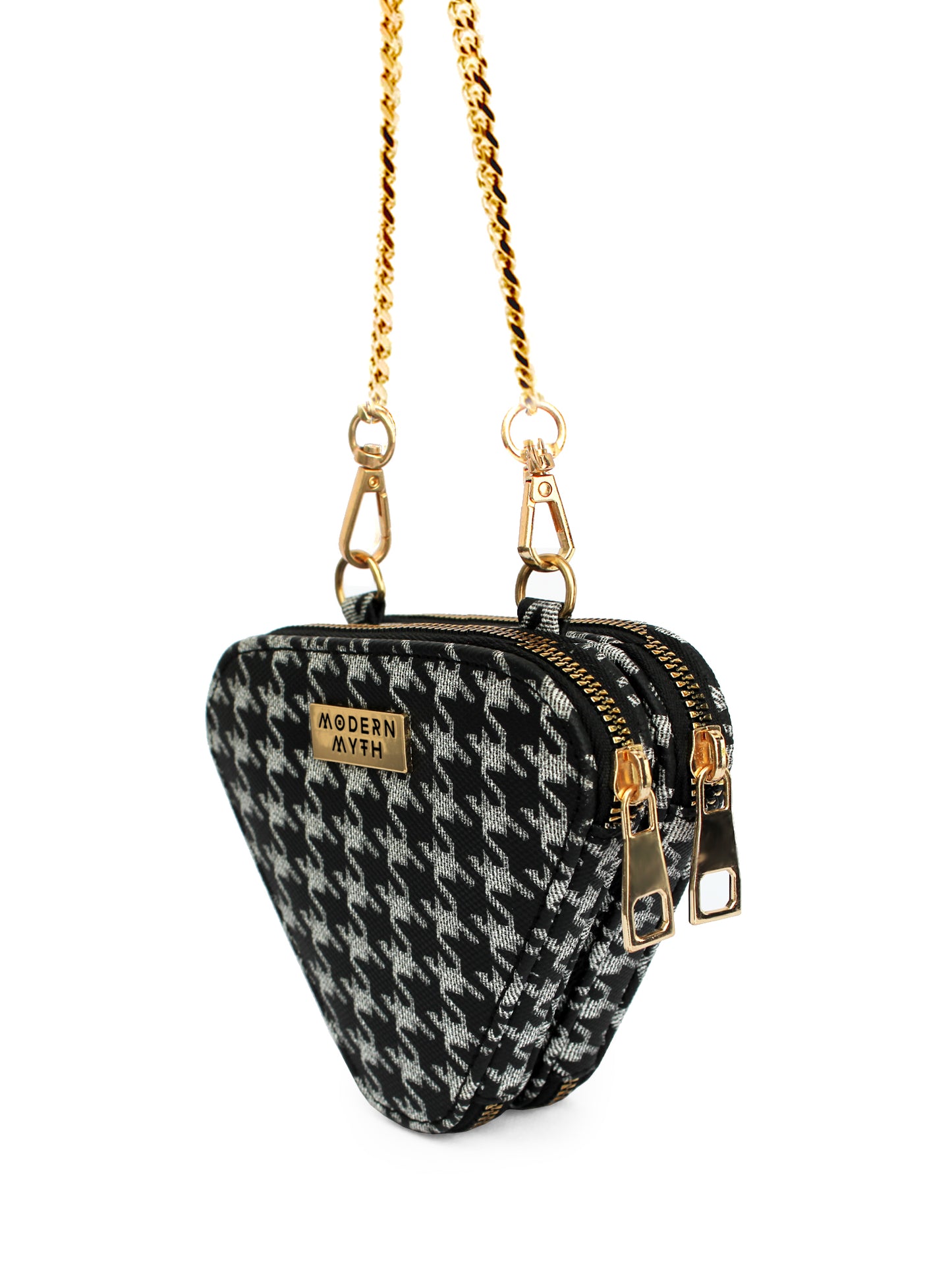 Trio Black Houndstooth Mini Triangle Bag | Modern Myth