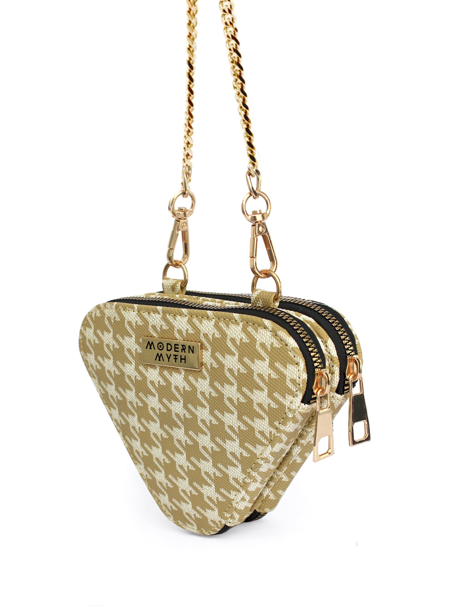 Trio Yellow Houndstooth Mini Triangle Bag | Modern Myth
