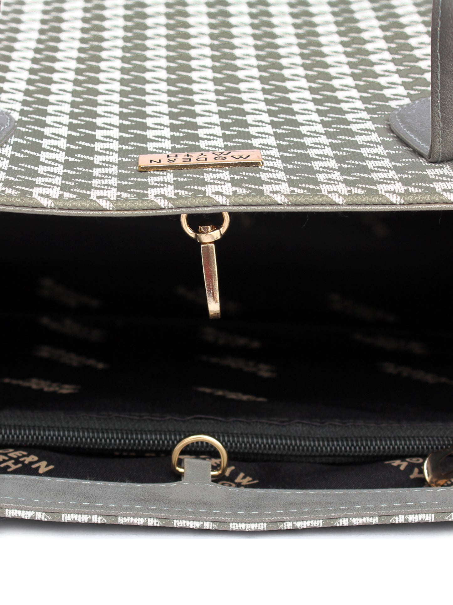 Grey & White Houndstooth Cosmic Tote | Modern Myth