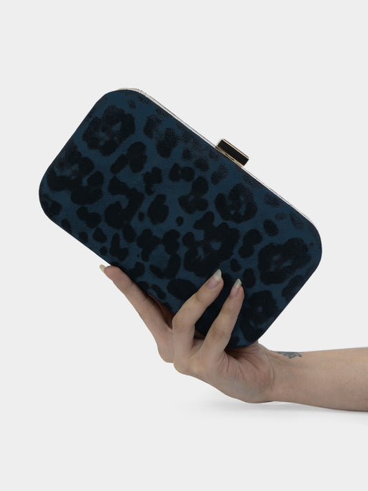 Hear Me Roar Blue Cheetah Printed Party Clutch | Modern Myth