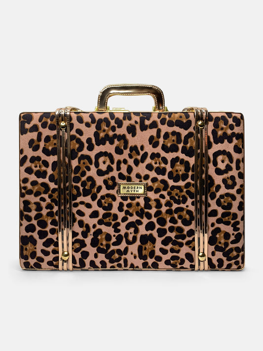 Cheetah Printed & Rosegold Trunk cum Luggage Bag | Modern Myth
