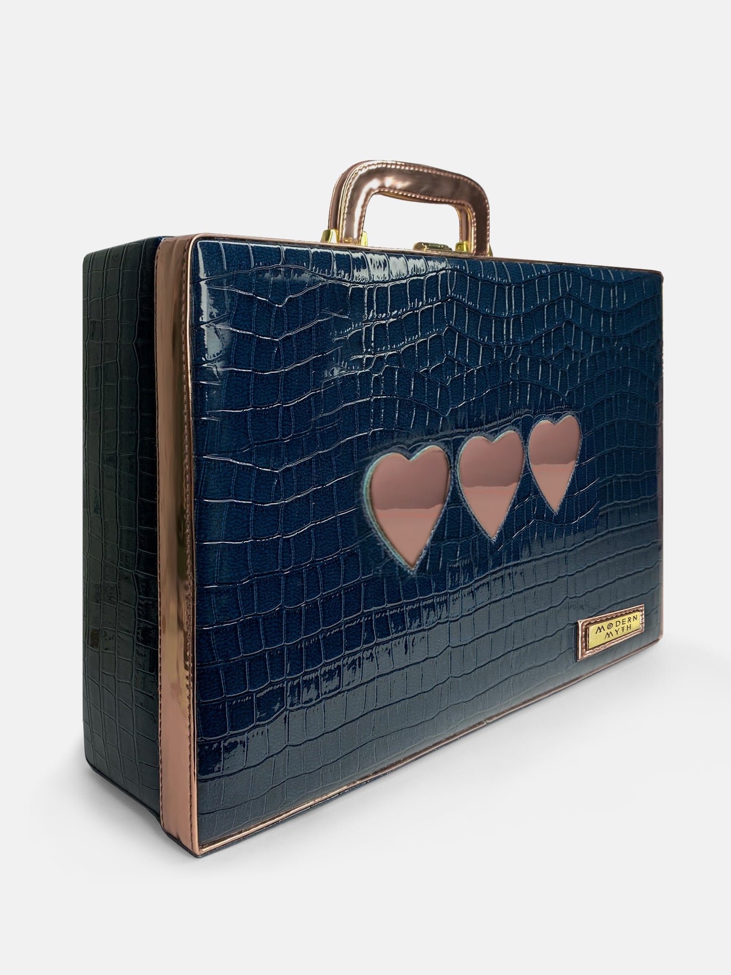 Love You Lasercut Blue & Rosegold Trunk cum Luggage Bag | Modern Myth