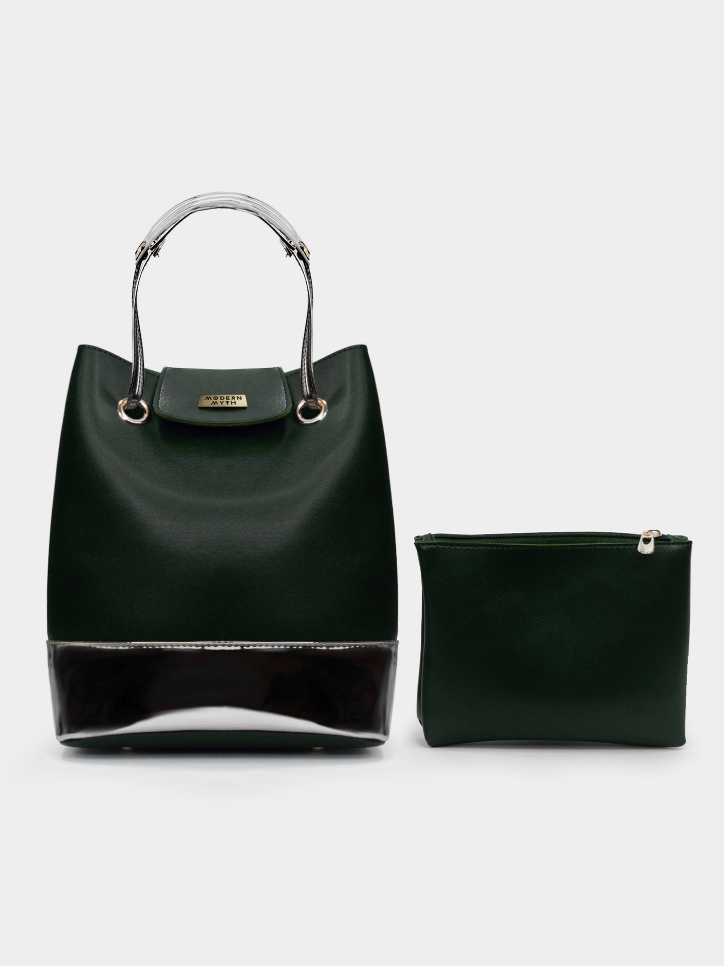 Olive & Silver Drawstring Bucket Bag | Modern Myth