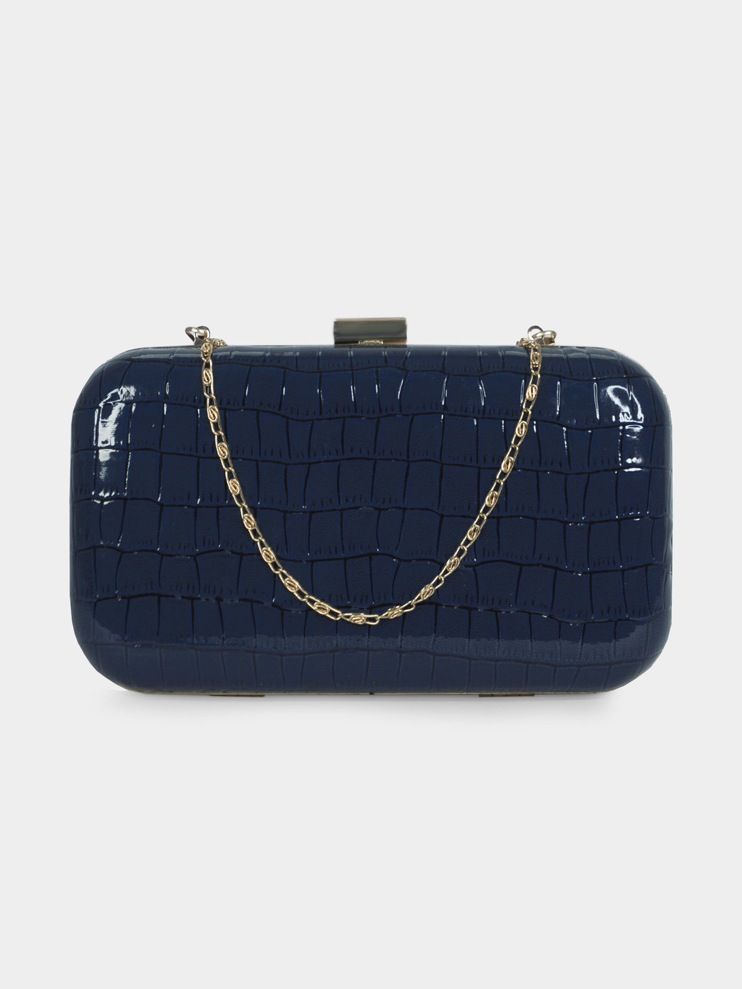 Oxford Blue Faux Croco Skin Party Clutch | Modern Myth