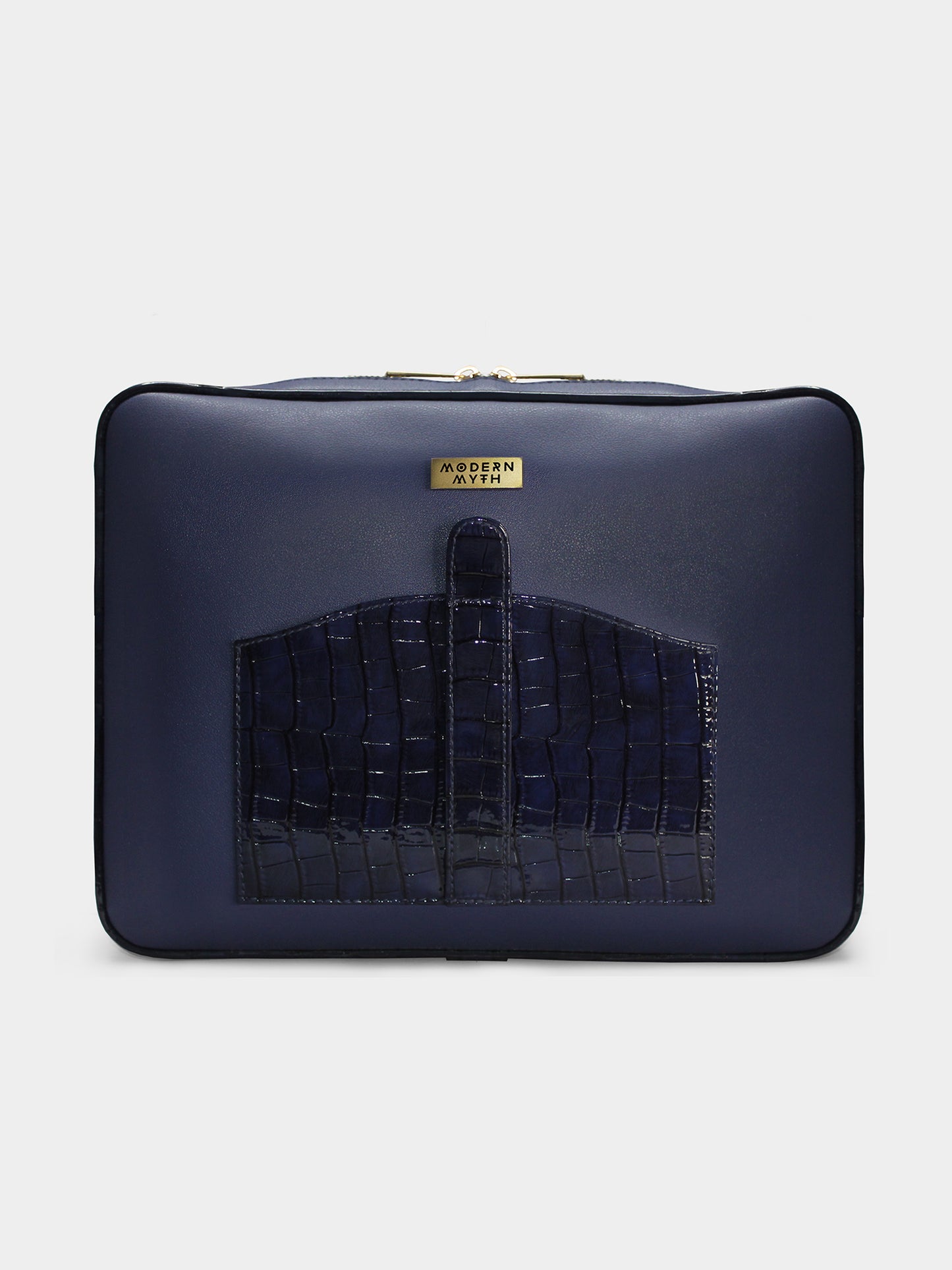 Avril Croco Finish Blue Organiser Cum 13" Laptop Sleeve | Modern Myth