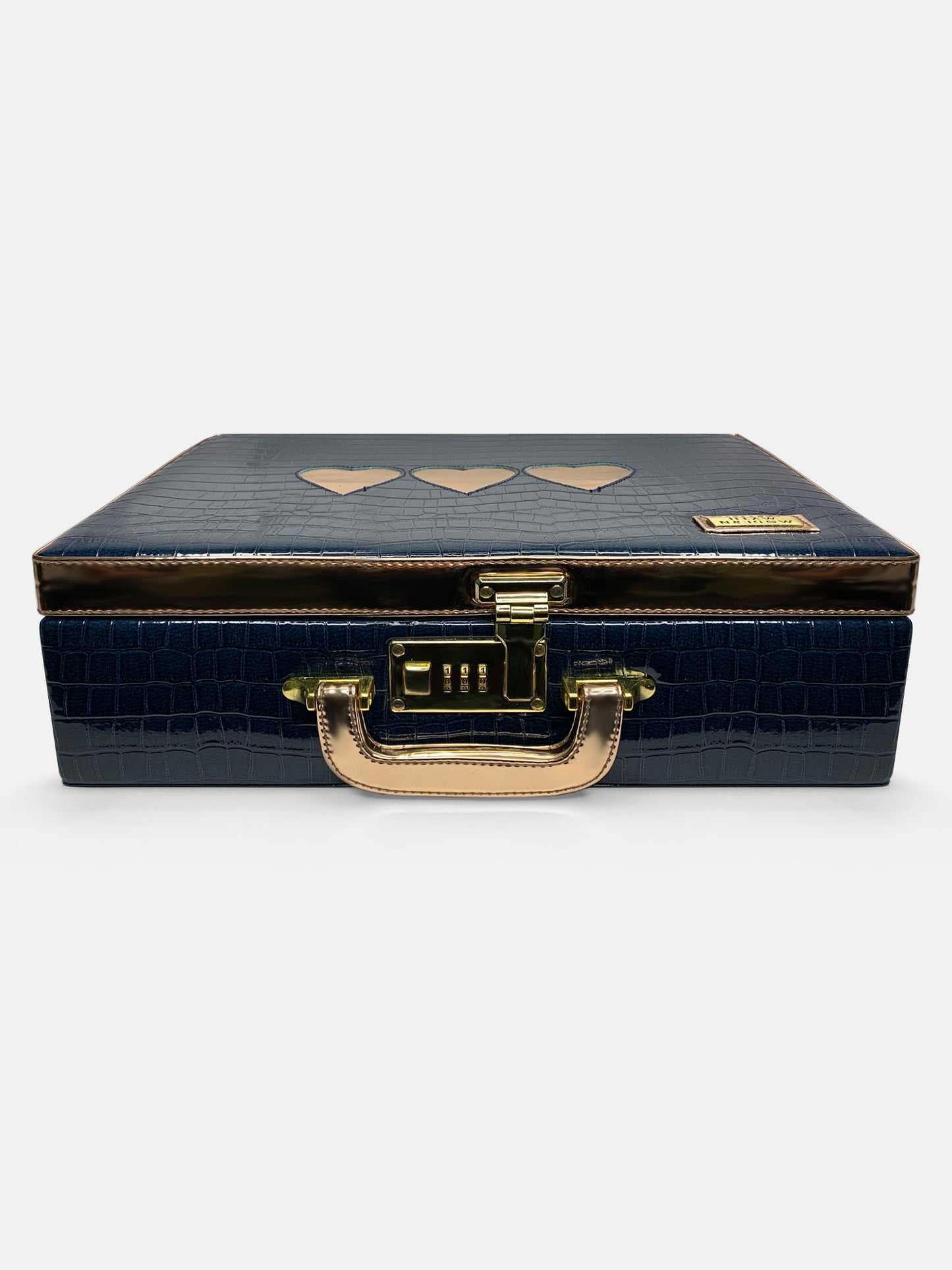 Love You Lasercut Blue & Rosegold Trunk cum Luggage Bag | Modern Myth