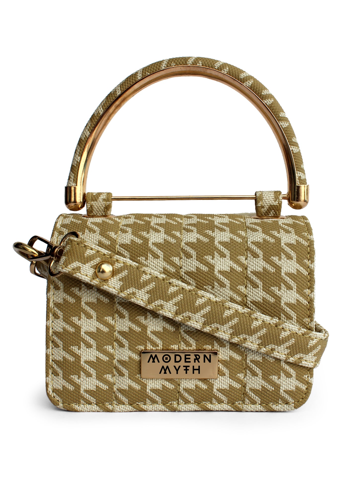 Nano Yellow & White Houndstooth Mini Box Bag | Modern Myth