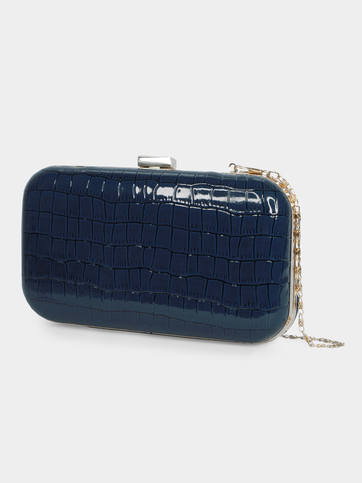 Oxford Blue Faux Croco Skin Party Clutch | Modern Myth