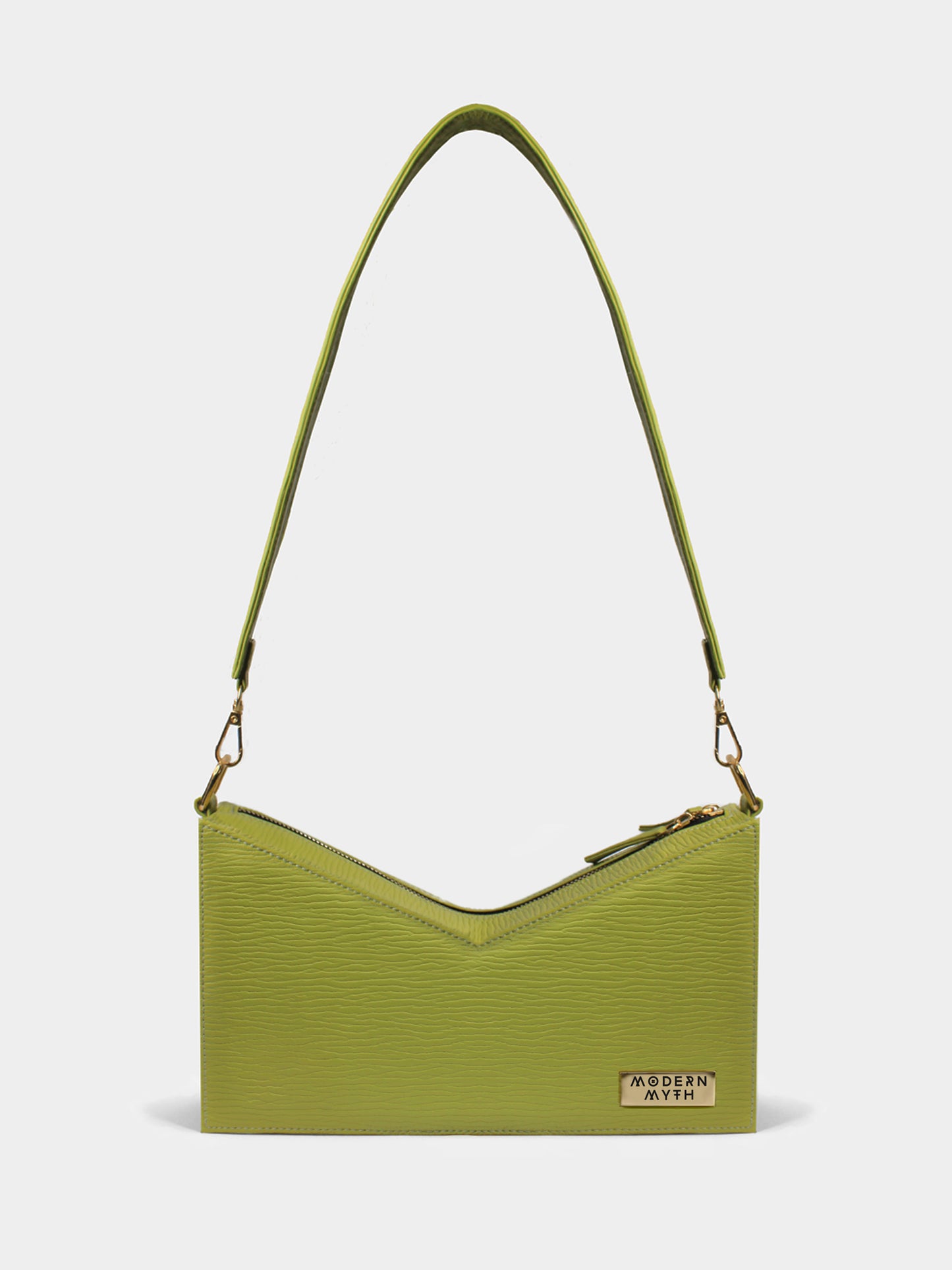 MUSE Lime Green Ribbed Box Shaped Shoulder Bag | Modern Myth