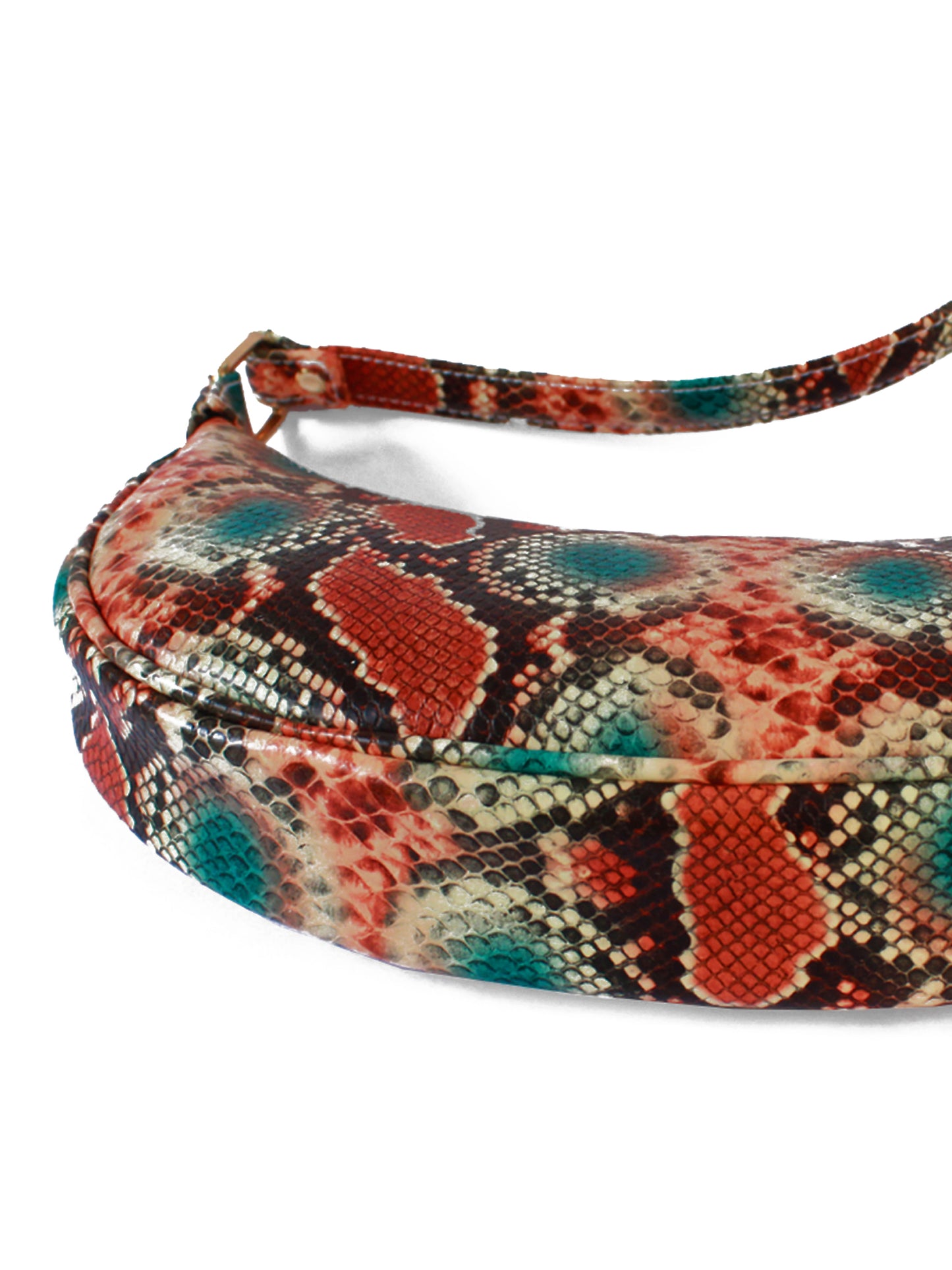 Orange Snake Print Half Moon Baguette Shoulder Bag | Modern Myth