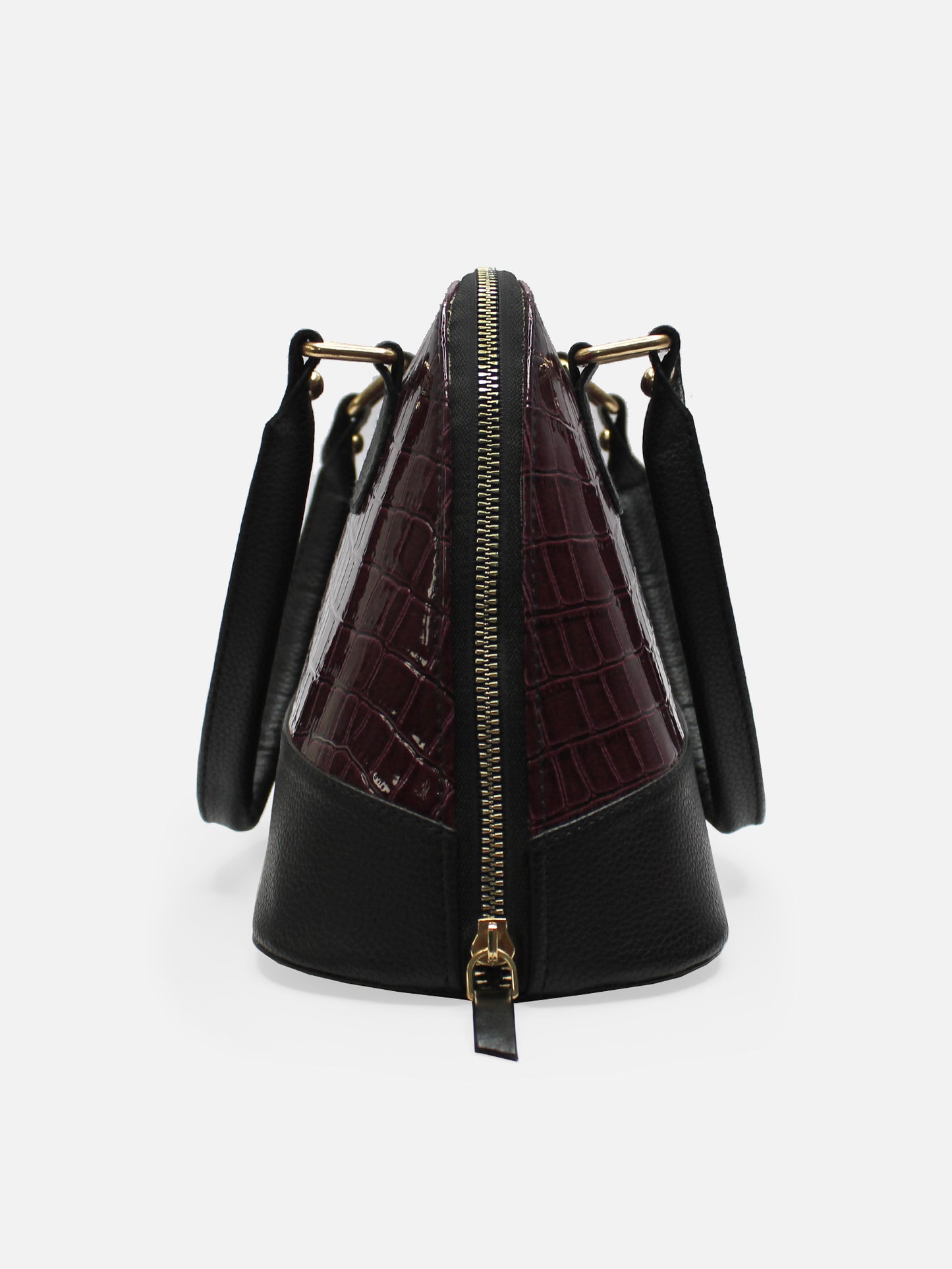 Senora Plum & Black Faux Leather Women Handbag | Modern Myth