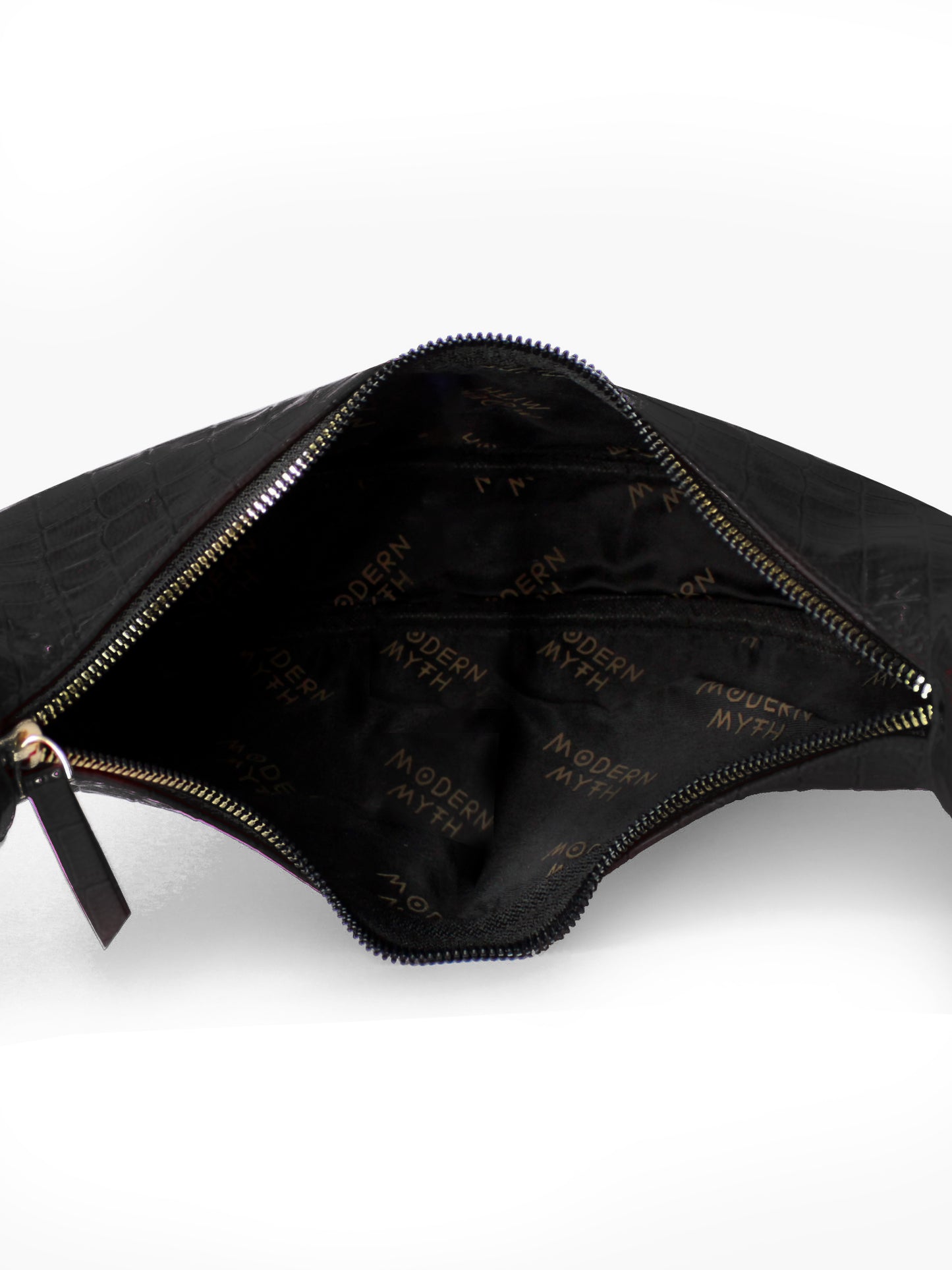 Black Croco Half Moon Baguette Shoulder Bag | Modern Myth