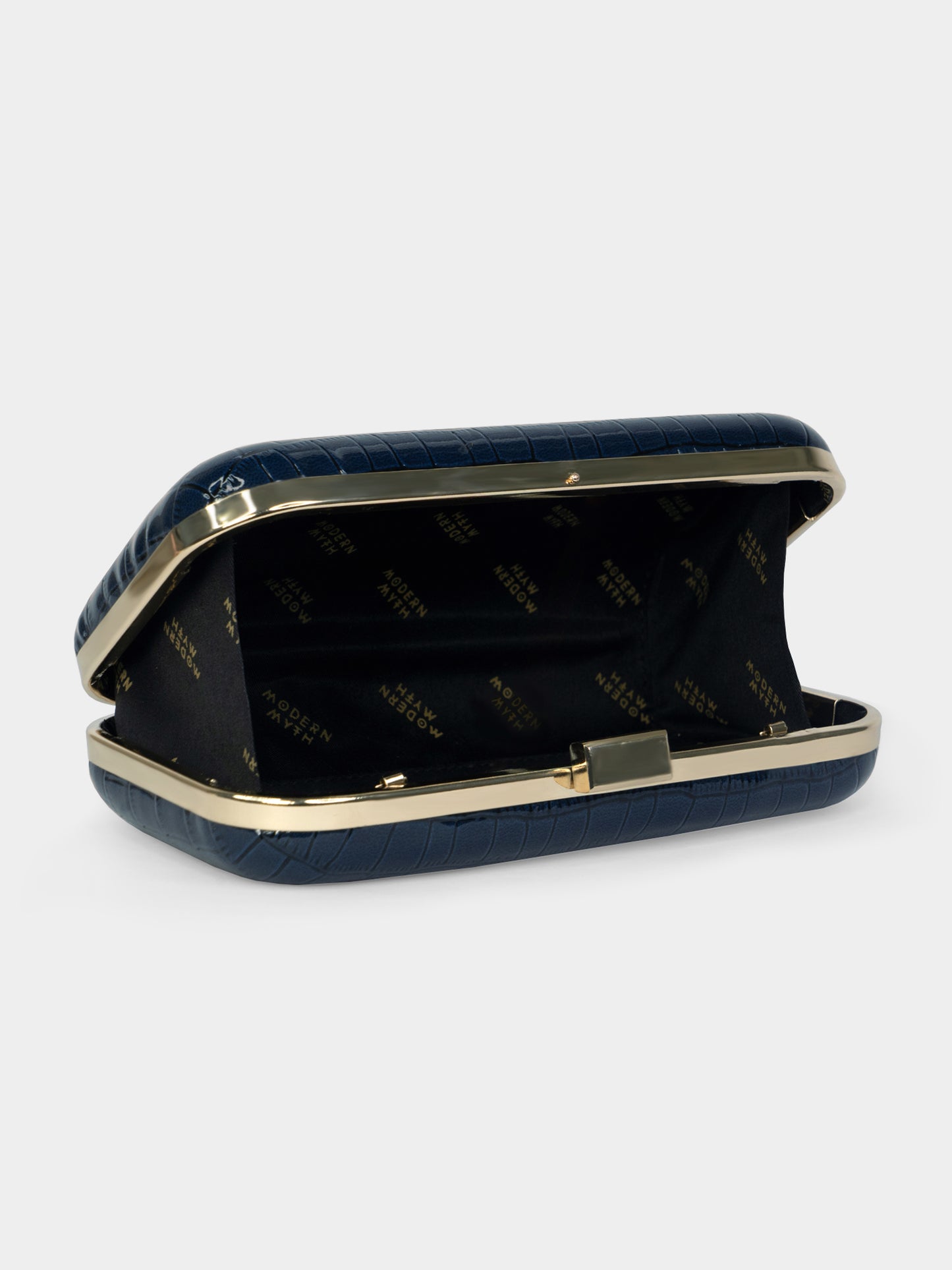 Oxford Blue Faux Croco Skin Party Clutch | Modern Myth