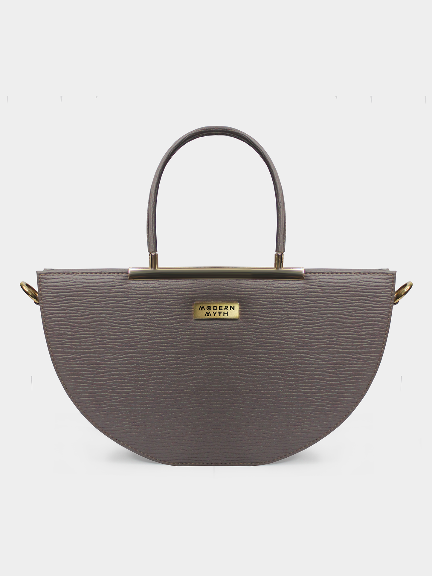HEMI Grey Ribbed Half Moon Shaped Handbag | Modern Myth