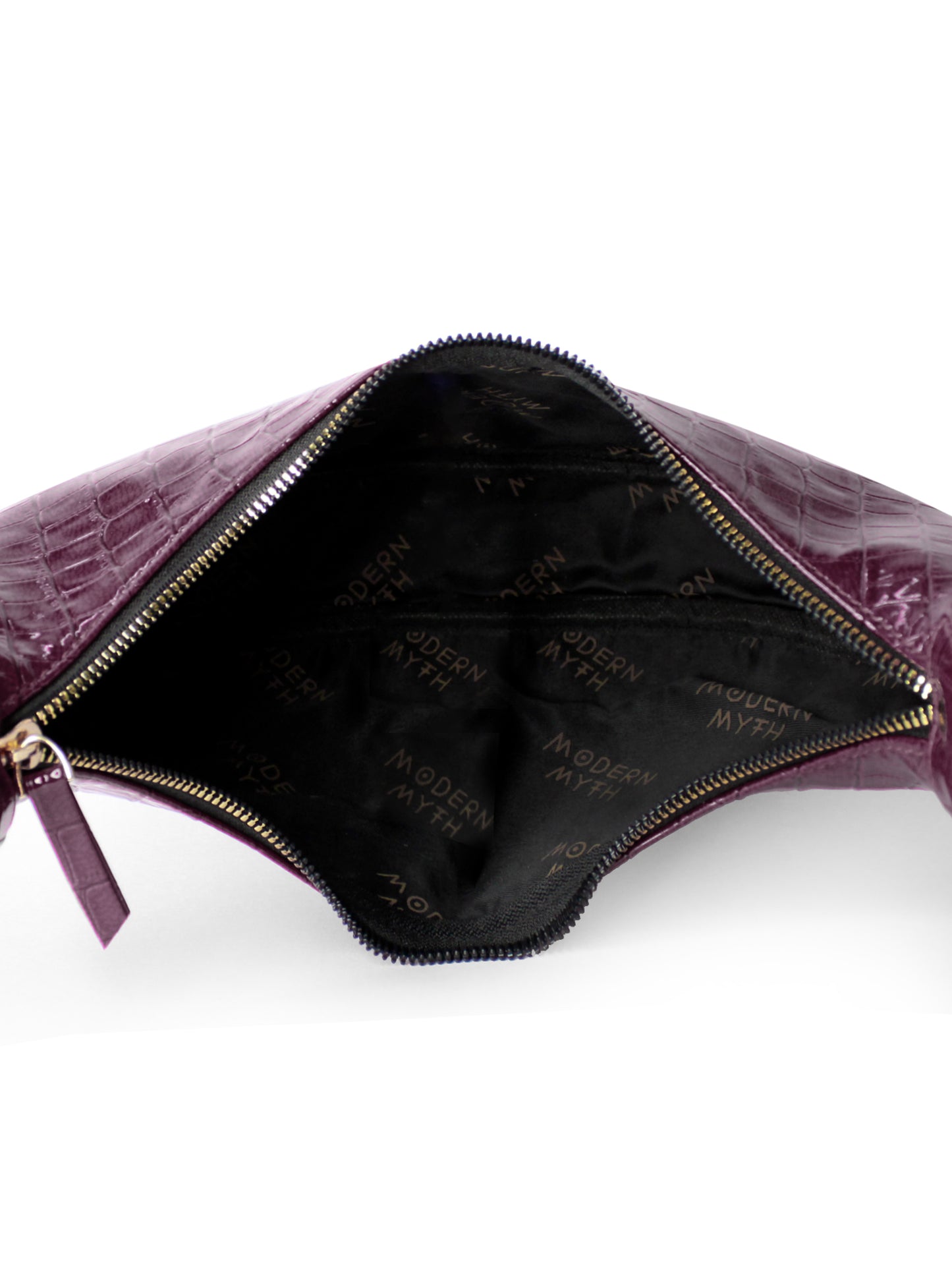 Purple Croco Half Moon Baguette Shoulder Bag | Modern Myth
