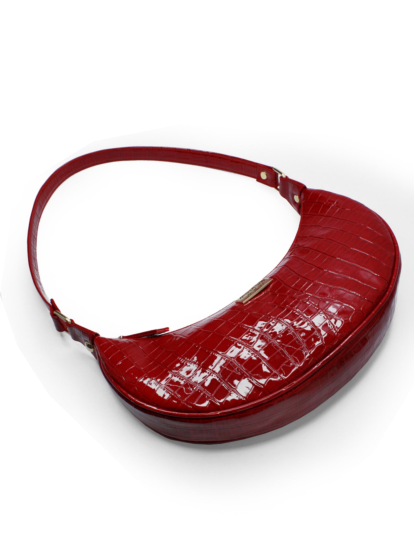 Red Croco Half Moon Baguette Shoulder Bag | Modern Myth