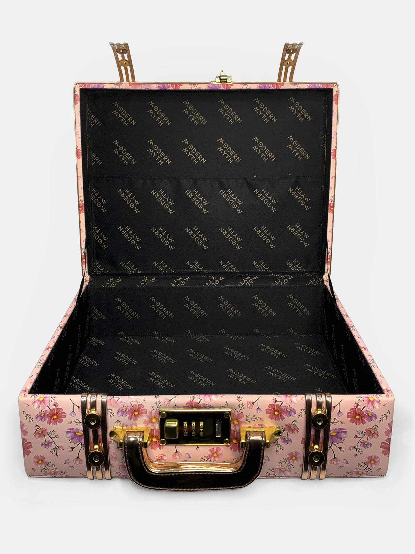 Floral Printed & Rosegold Trunk cum Luggage Bag | Modern Myth