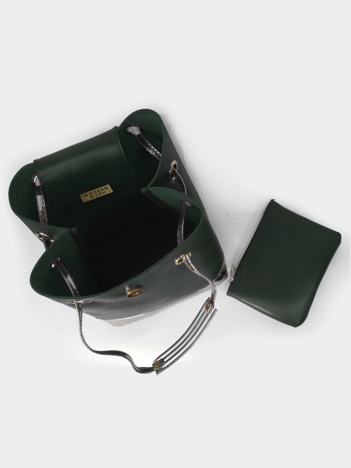 Olive & Silver Drawstring Bucket Bag | Modern Myth
