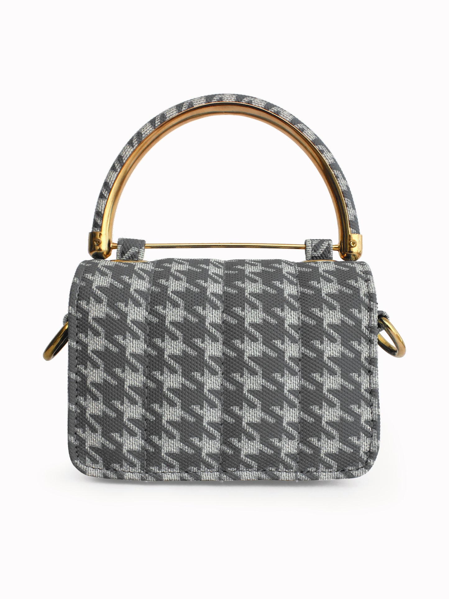 Nano Grey & White Houndstooth Mini Box Bag | Modern Myth