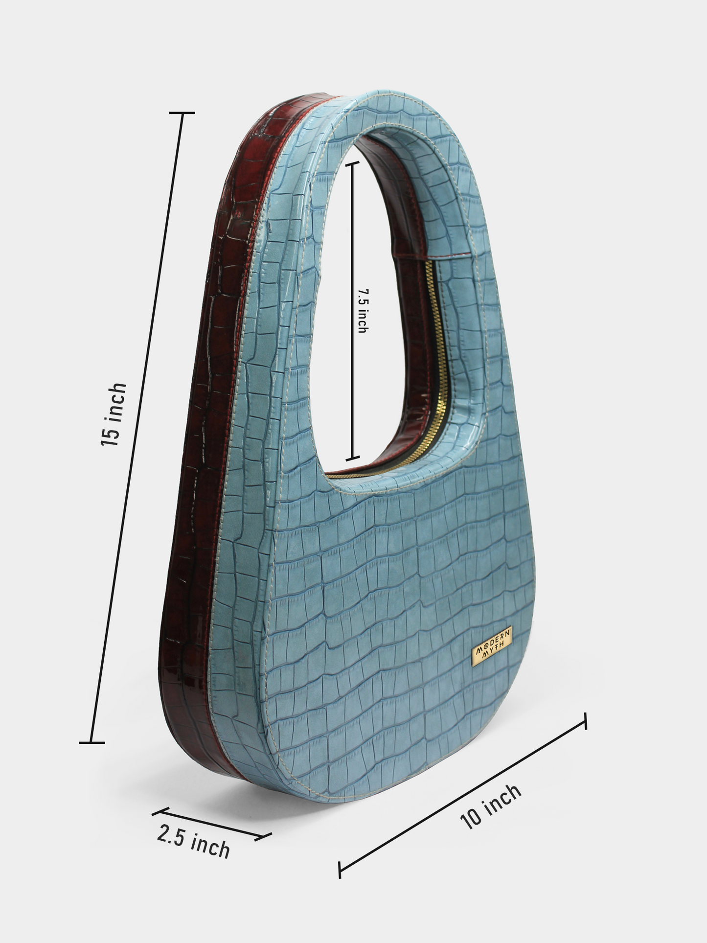 BELL Two Color Croco Finish Structured Handbag | Modern Myth