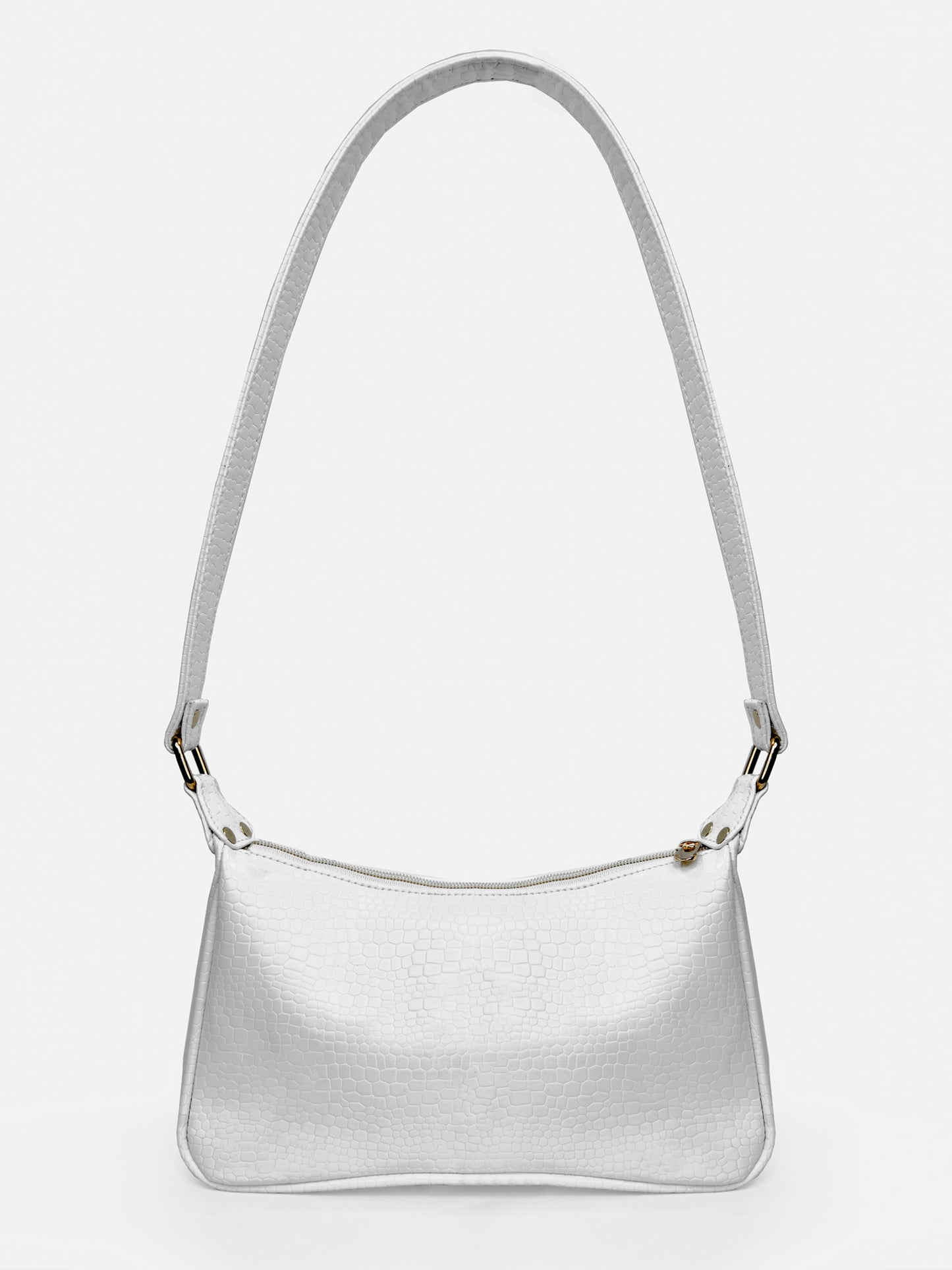White Retro Shoulder Baguette With Twin Pockets | Modern Myth