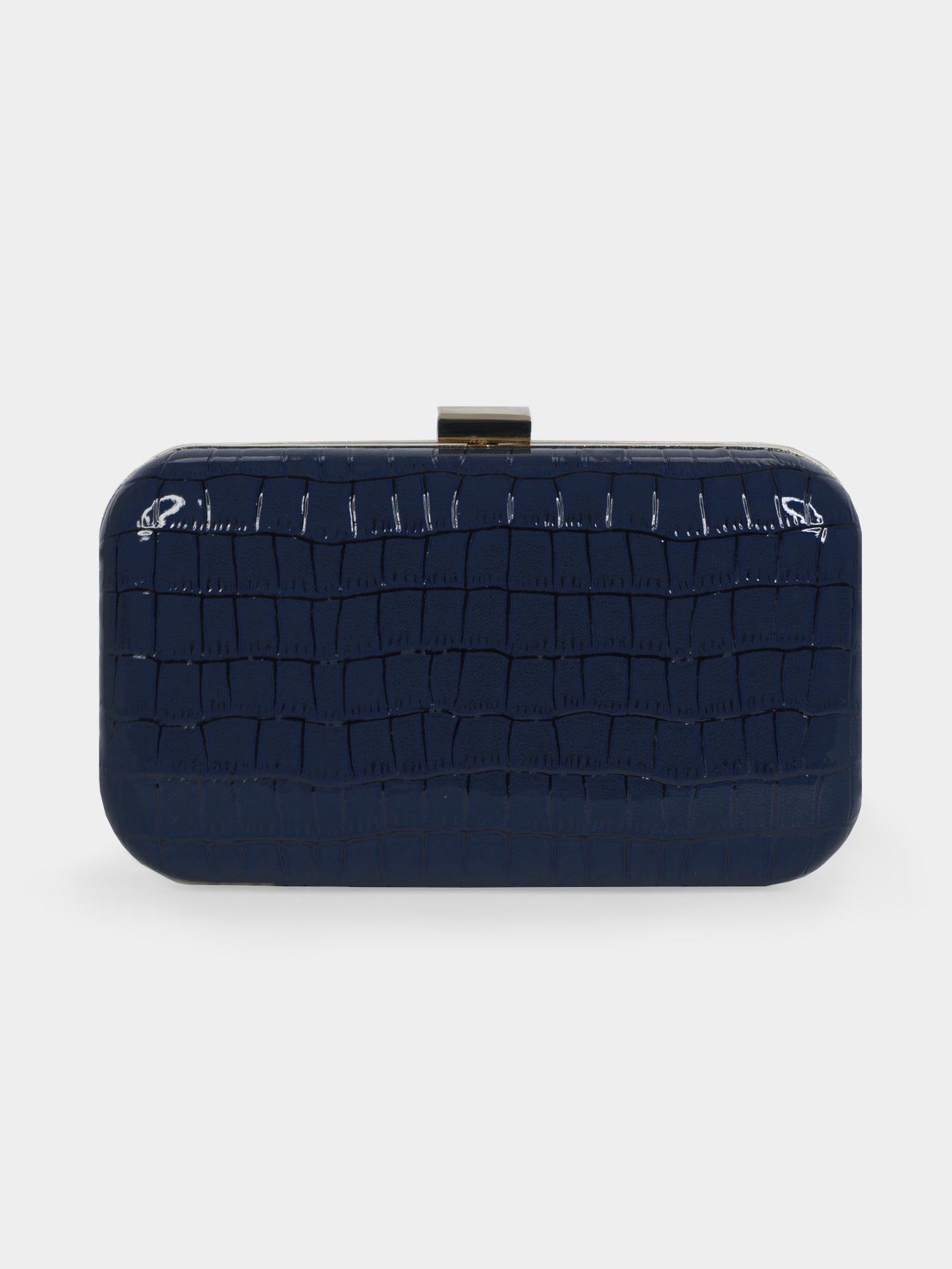 Oxford Blue Faux Croco Skin Party Clutch | Modern Myth