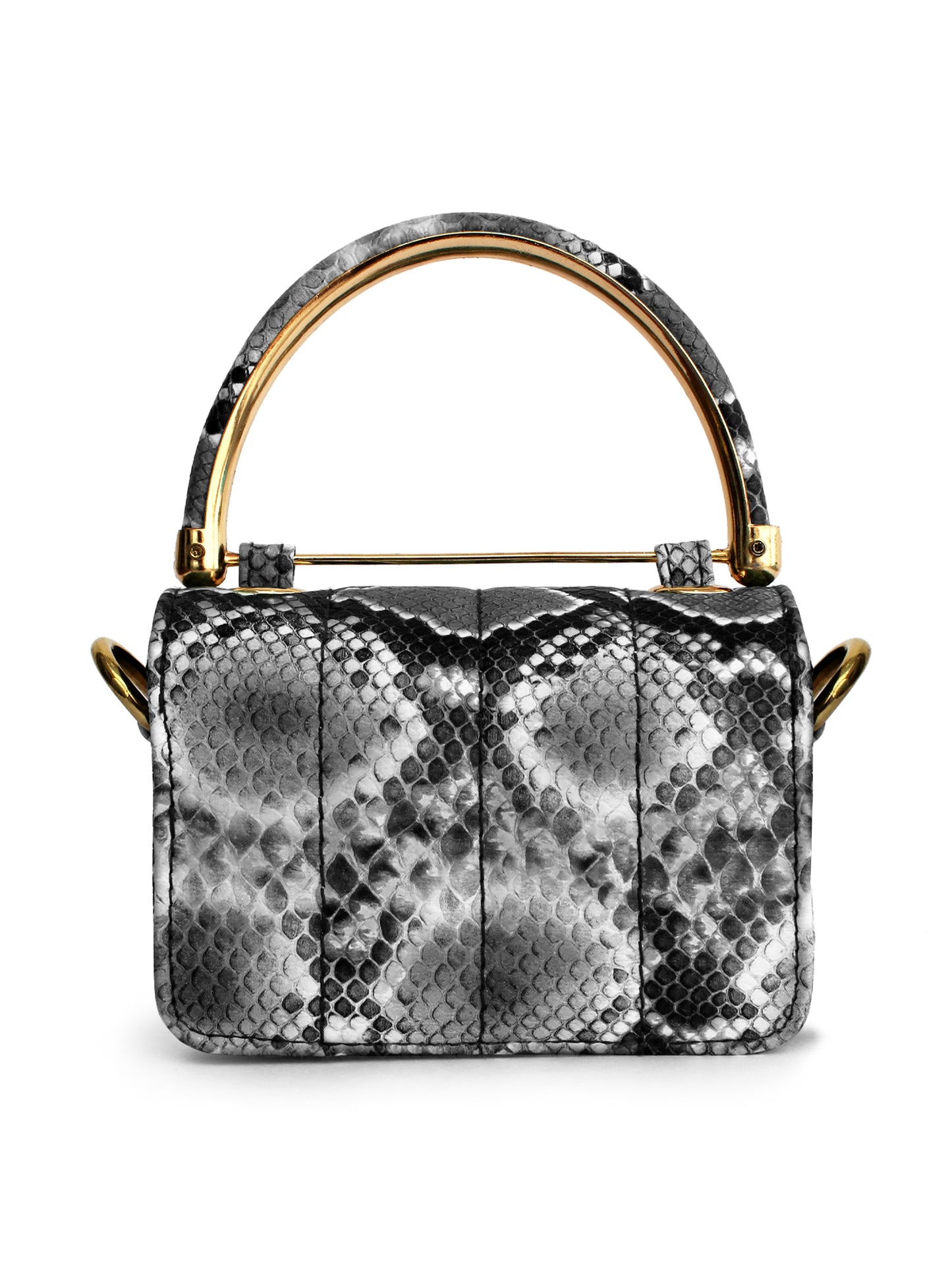 Nano Grey Snake Print Mini Box Bag | Modern Myth