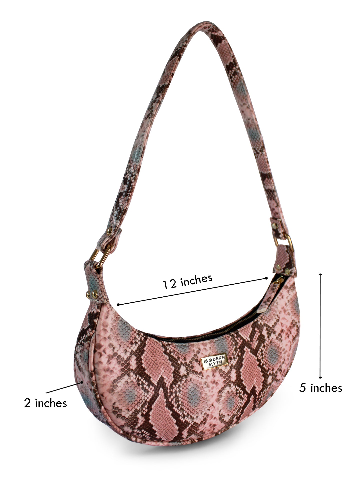 Pink Snake Print Half Moon Baguette Shoulder Bag | Modern Myth