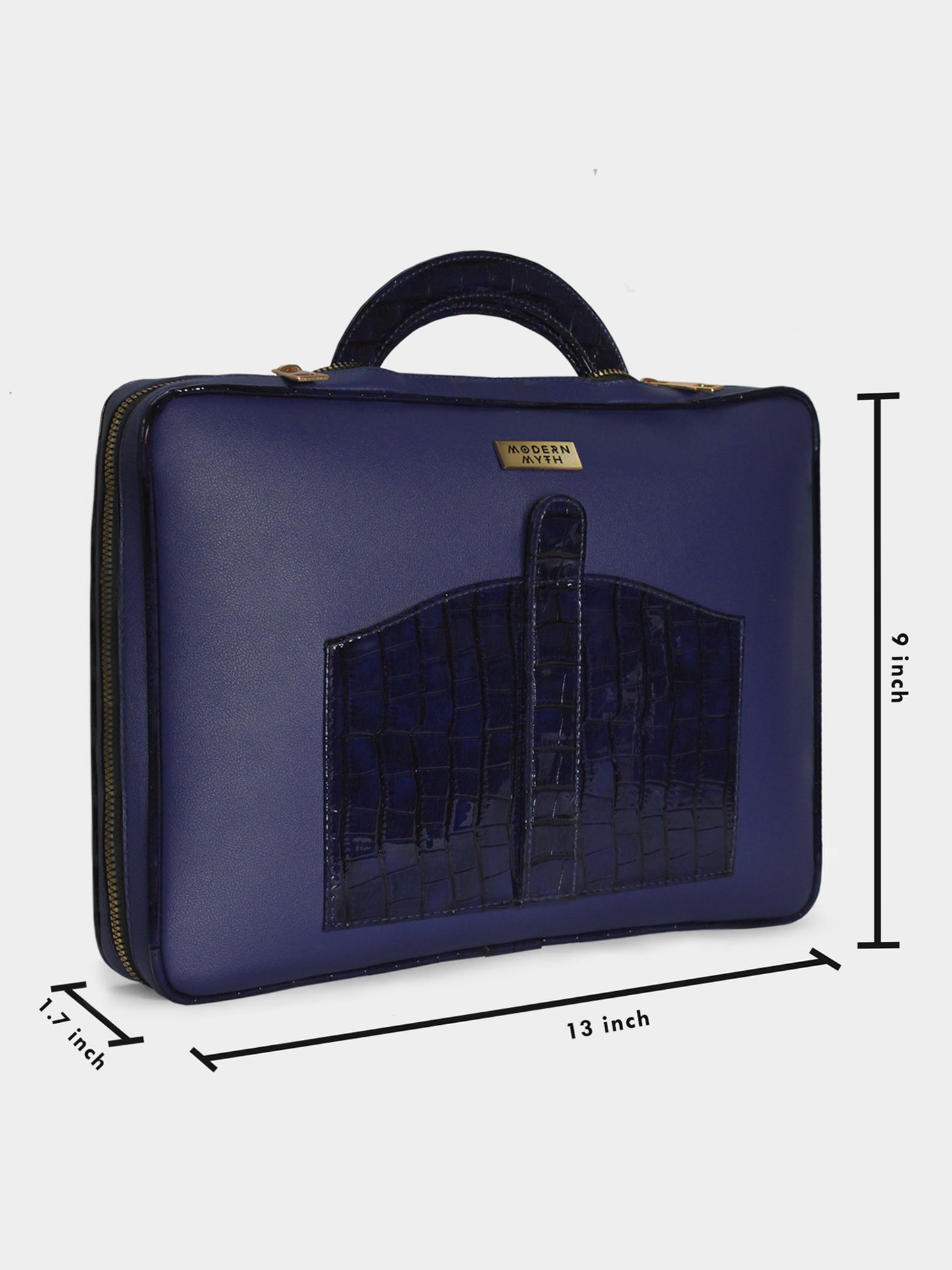 Avril Croco Finish Blue Organiser Cum 13" Laptop Sleeve | Modern Myth