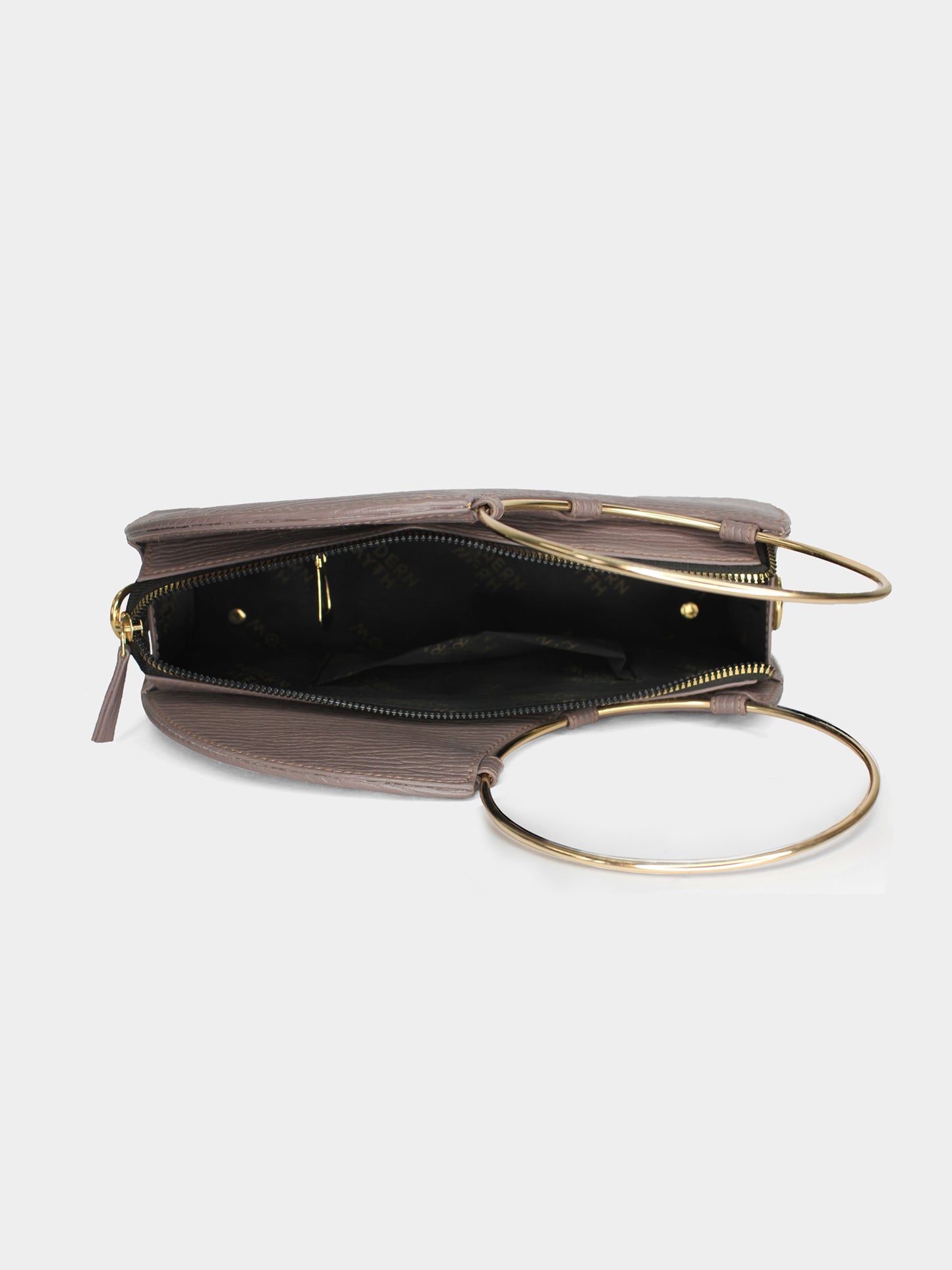 TWILIGHT Grey Ribbed Semi Circle Ring Handbag | Modern Myth
