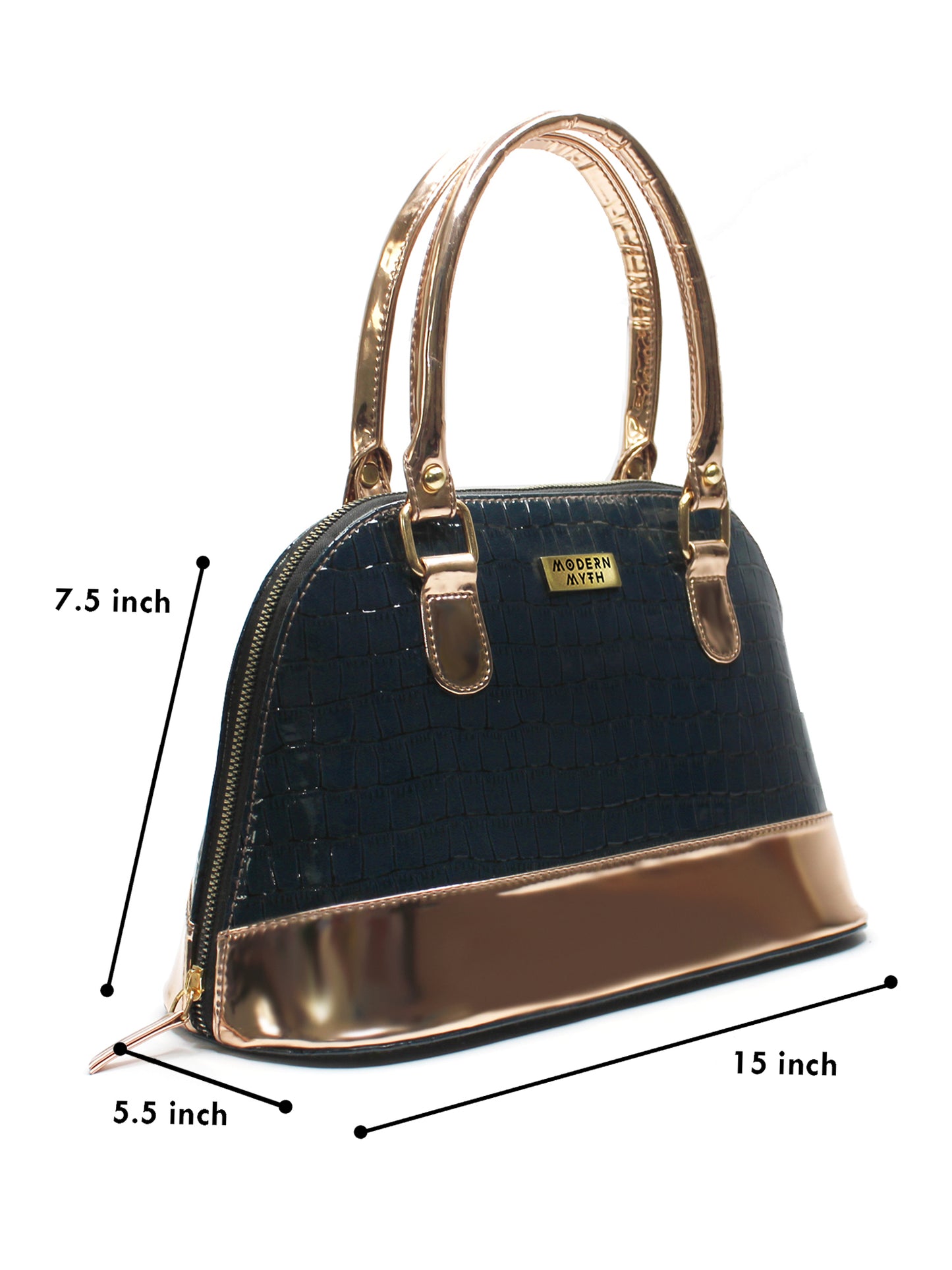 Senora Blue & Rosegold Faux Leather Women Handbag | Modern Myth